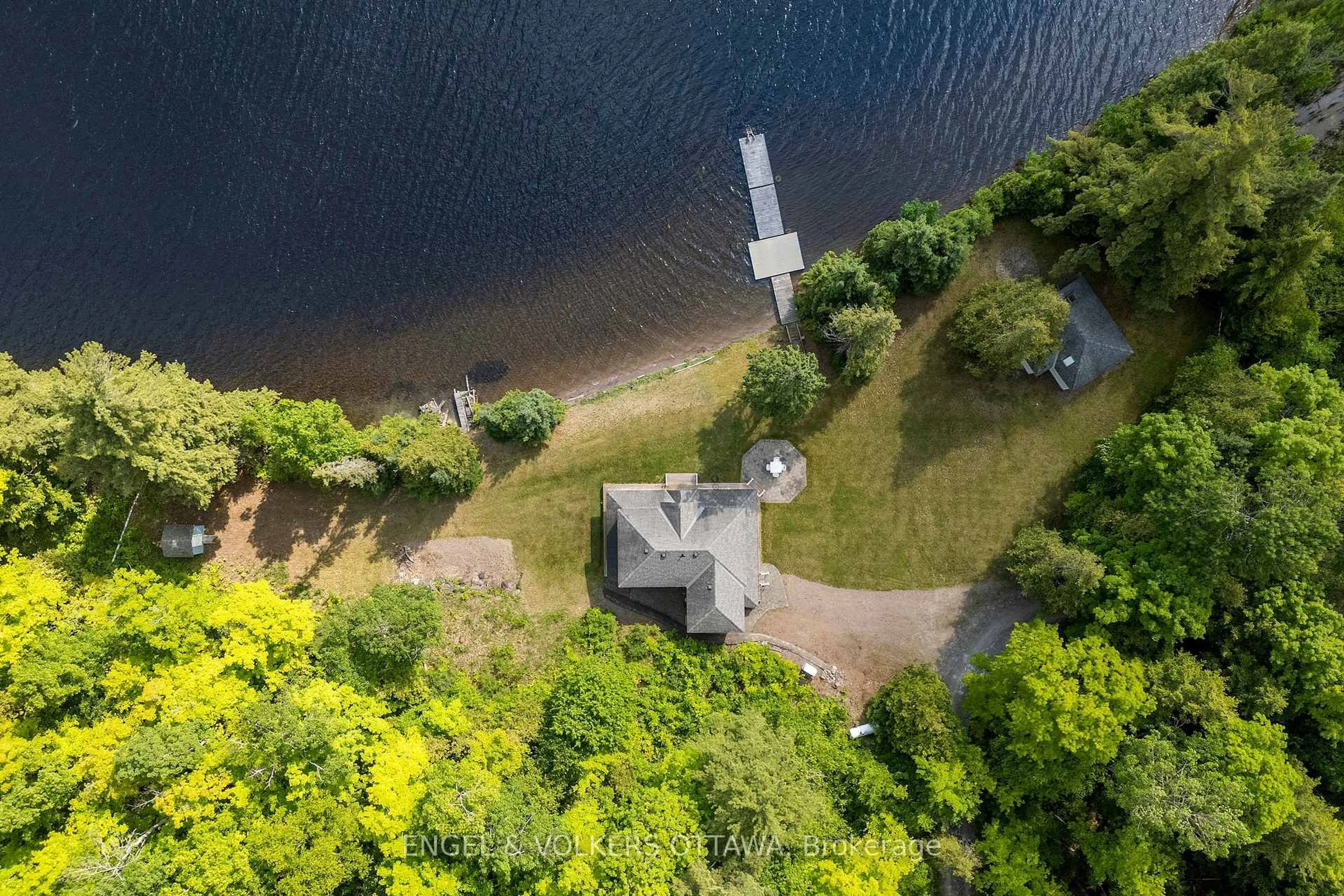 A pic from outside/outdoor area/front of a property/back of a property/a pic from drone, water/lake/river/ocean view for 541 Morglan Lane, Calabogie Ontario K0J 1H0