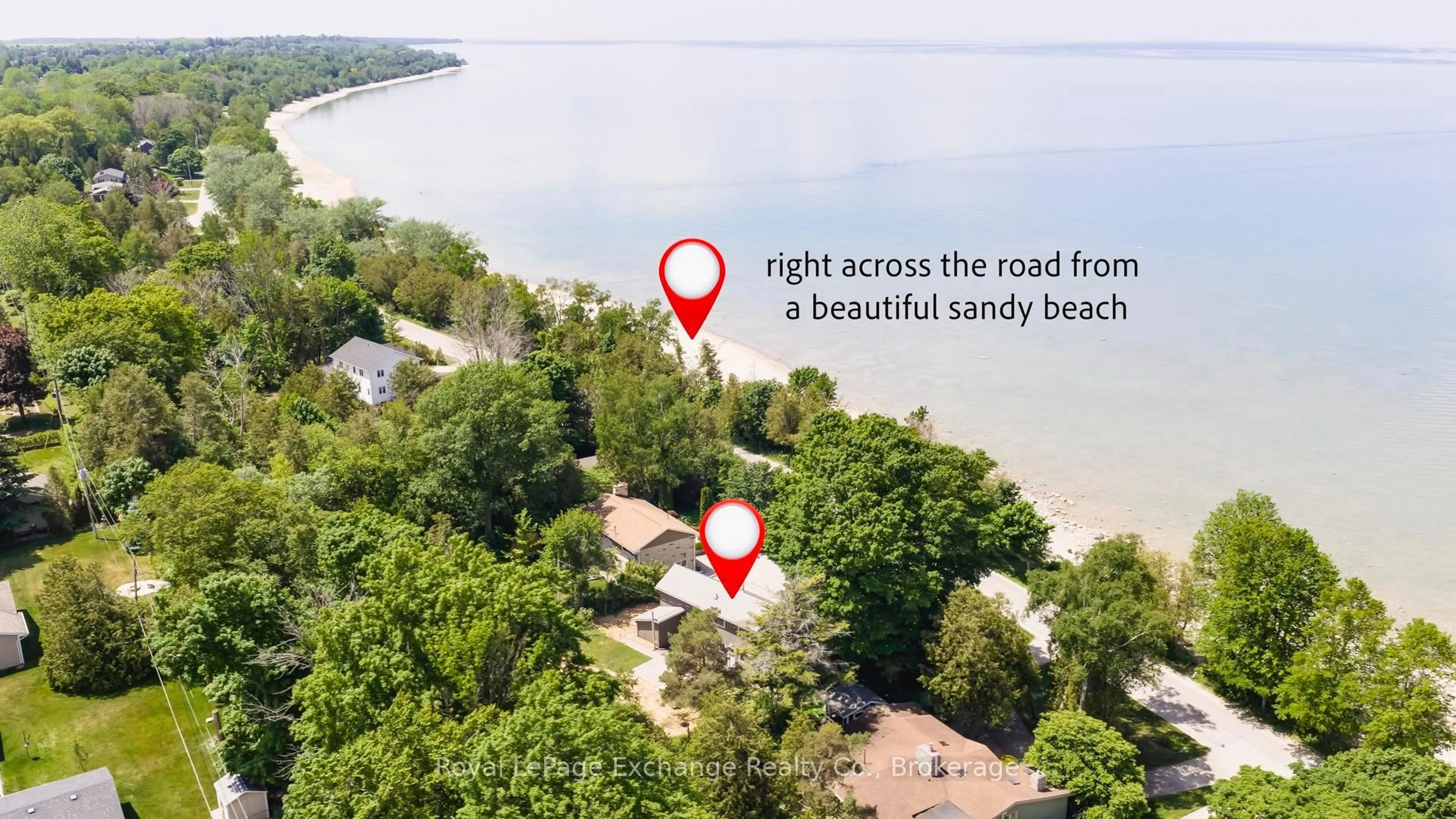 A pic from outside/outdoor area/front of a property/back of a property/a pic from drone, water/lake/river/ocean view for 21 Boiler Beach Rd, Huron-Kinloss Ontario N2Z 2L2