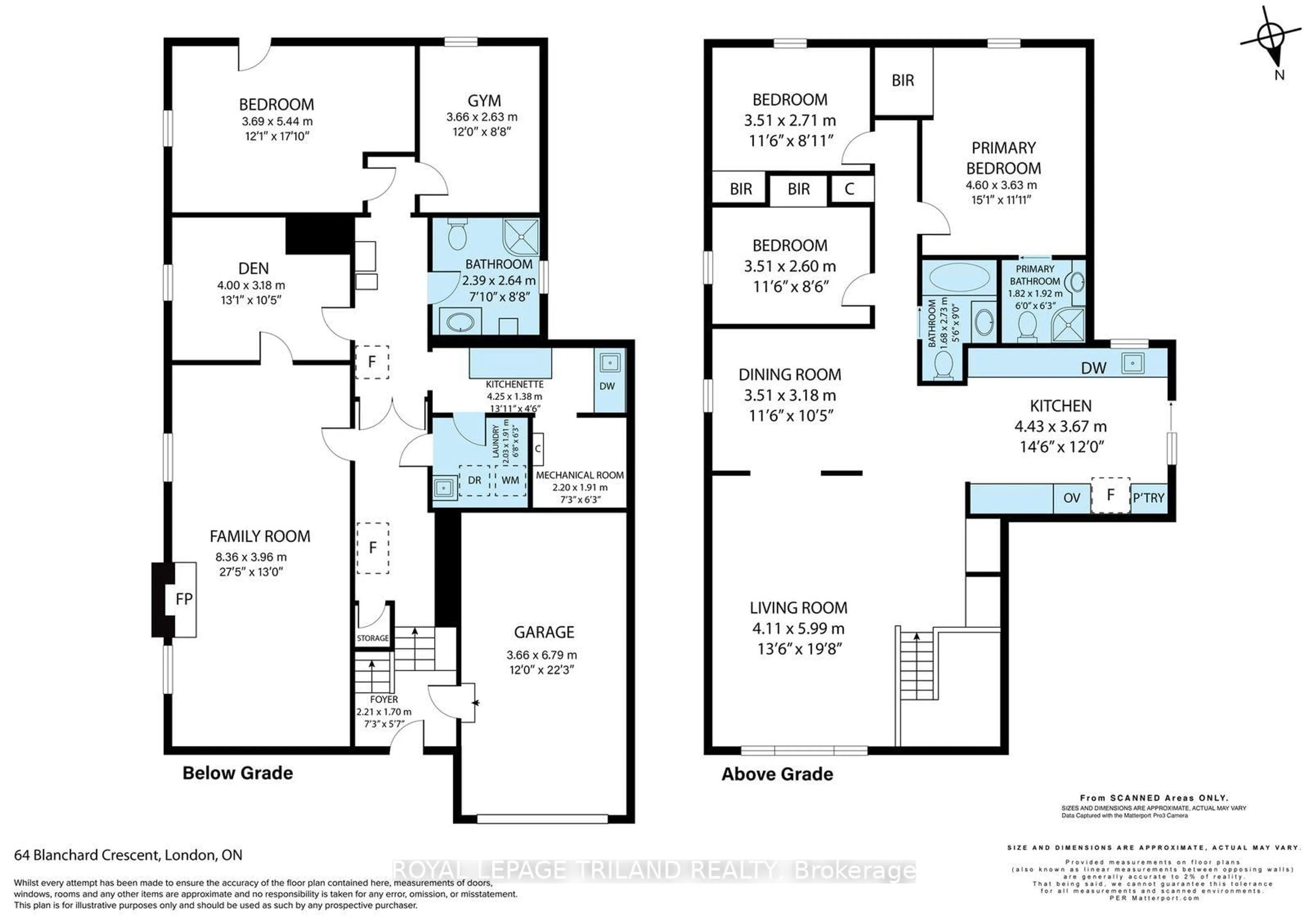 Floor plan for 64 Blanchard Cres, London North Ontario N6G 4E4