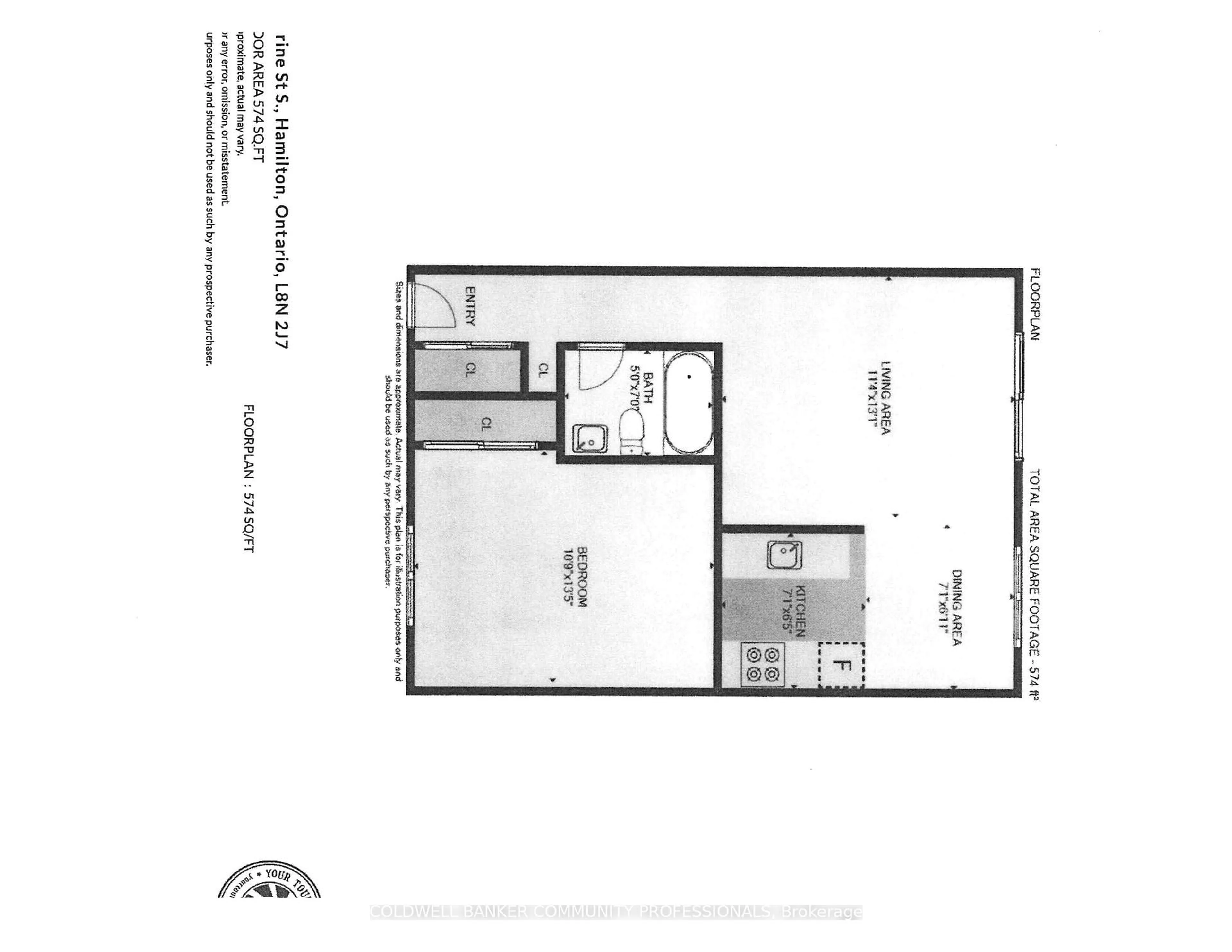 Floor plan for 141 Catharine St #806, Hamilton Ontario L8N 2J7
