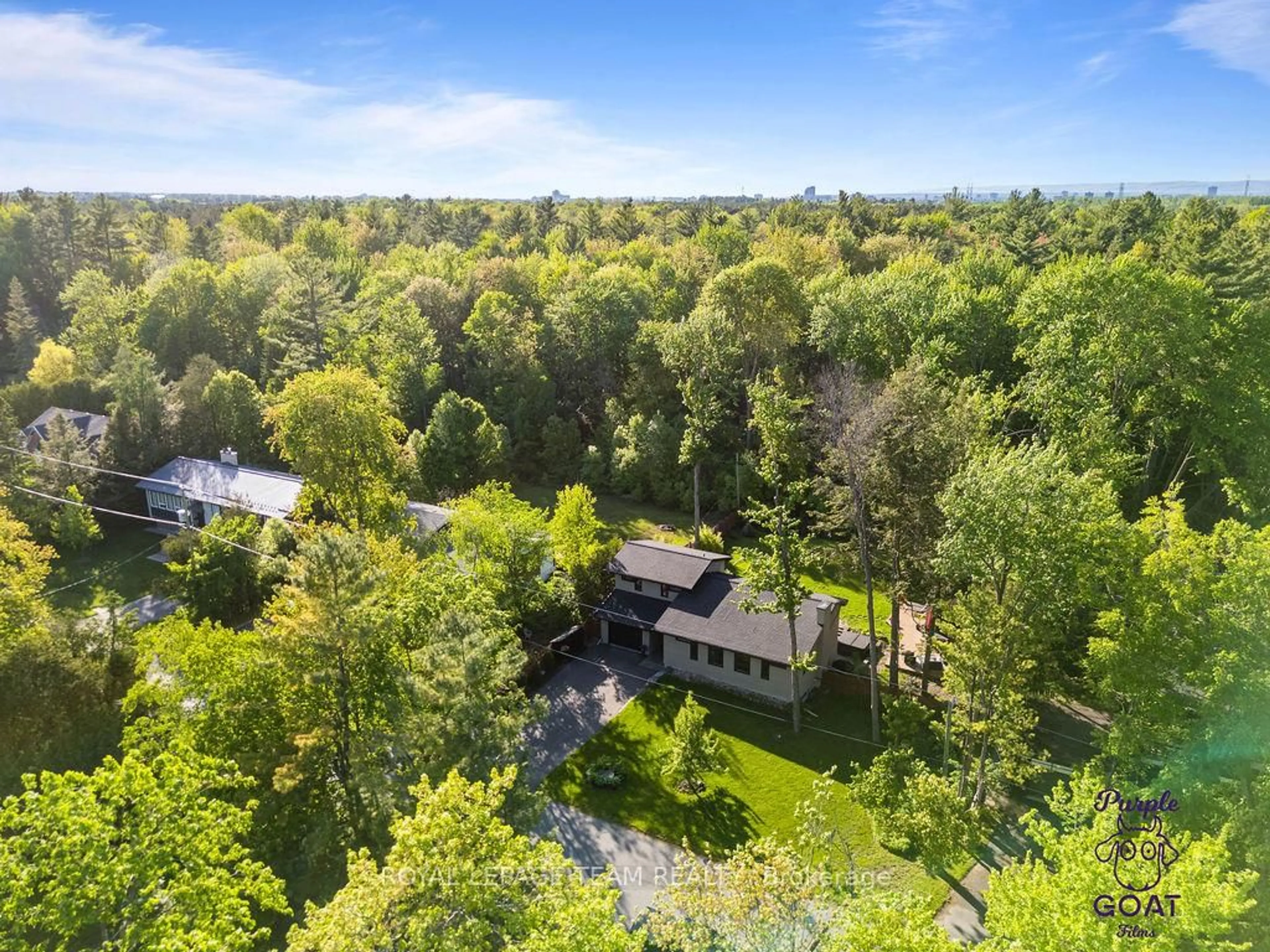 A pic from outside/outdoor area/front of a property/back of a property/a pic from drone, forest/trees view for 9 Burnbank St, Ottawa Ontario K2G 0H2