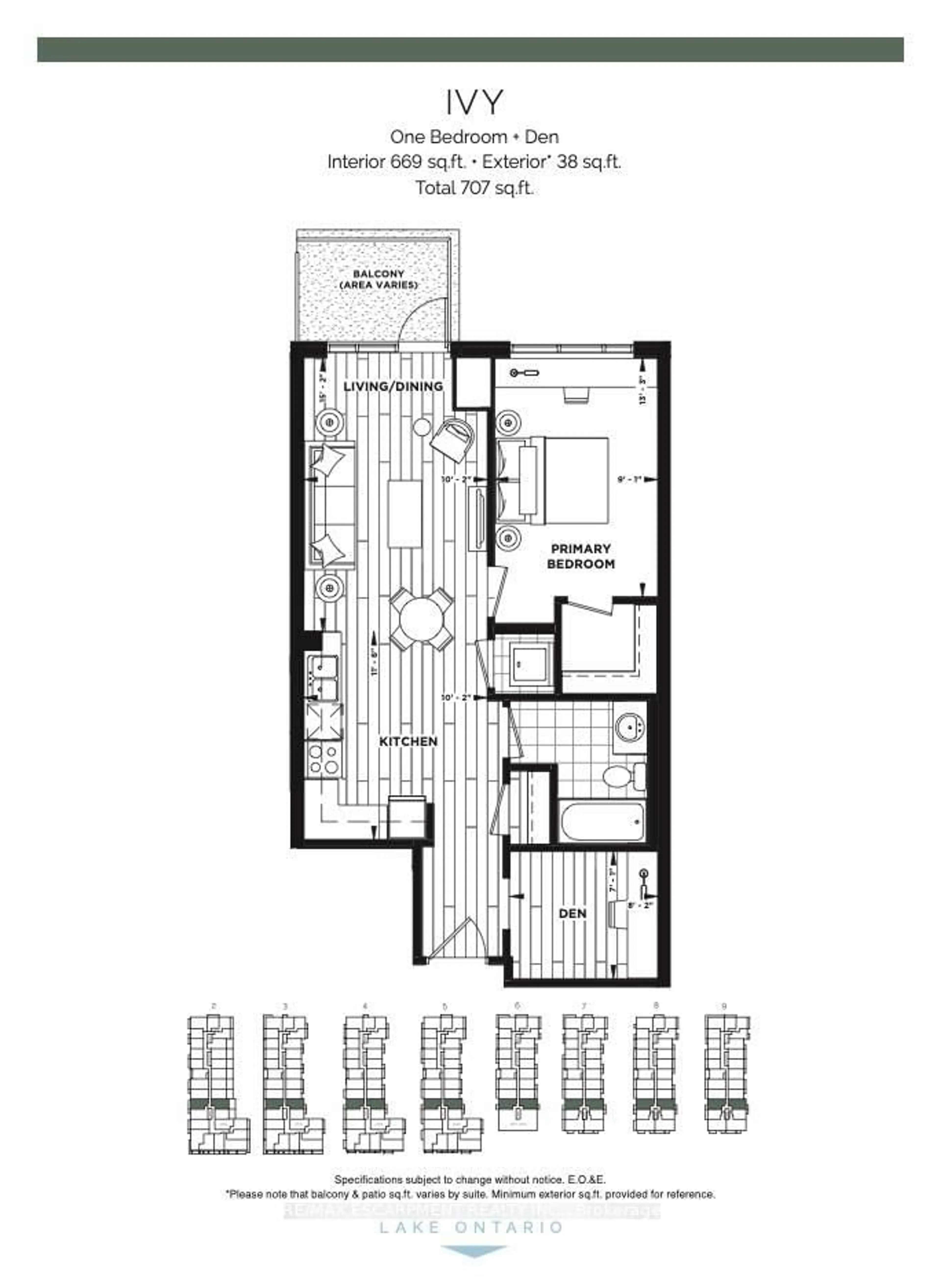Floor plan for 461 GREEN Rd #606, Hamilton Ontario L8E 5B4