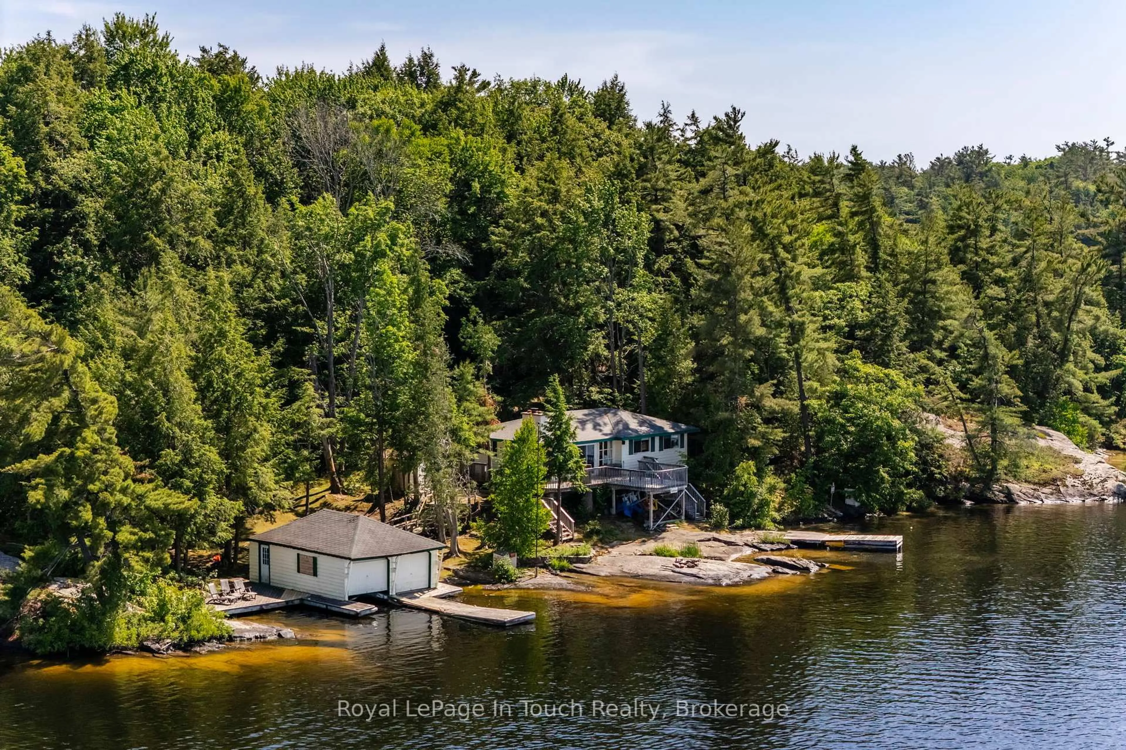 A pic from outside/outdoor area/front of a property/back of a property/a pic from drone, water/lake/river/ocean view for 2 Is 270 Georgian Bay Island, Georgian Bay Ontario L0K 1S0