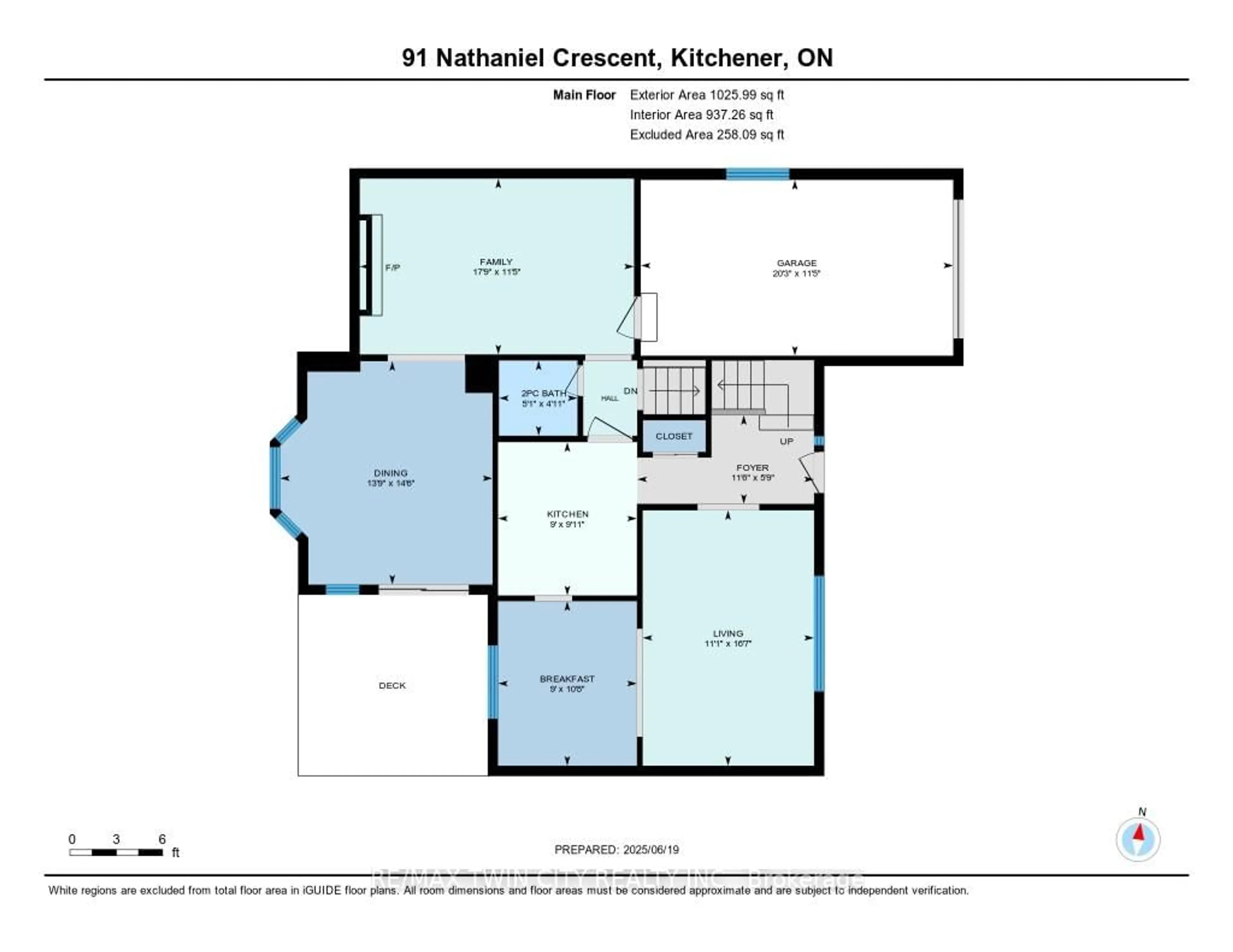 Floor plan for 91 Nathaniel Cres, Kitchener Ontario N2P 1L3