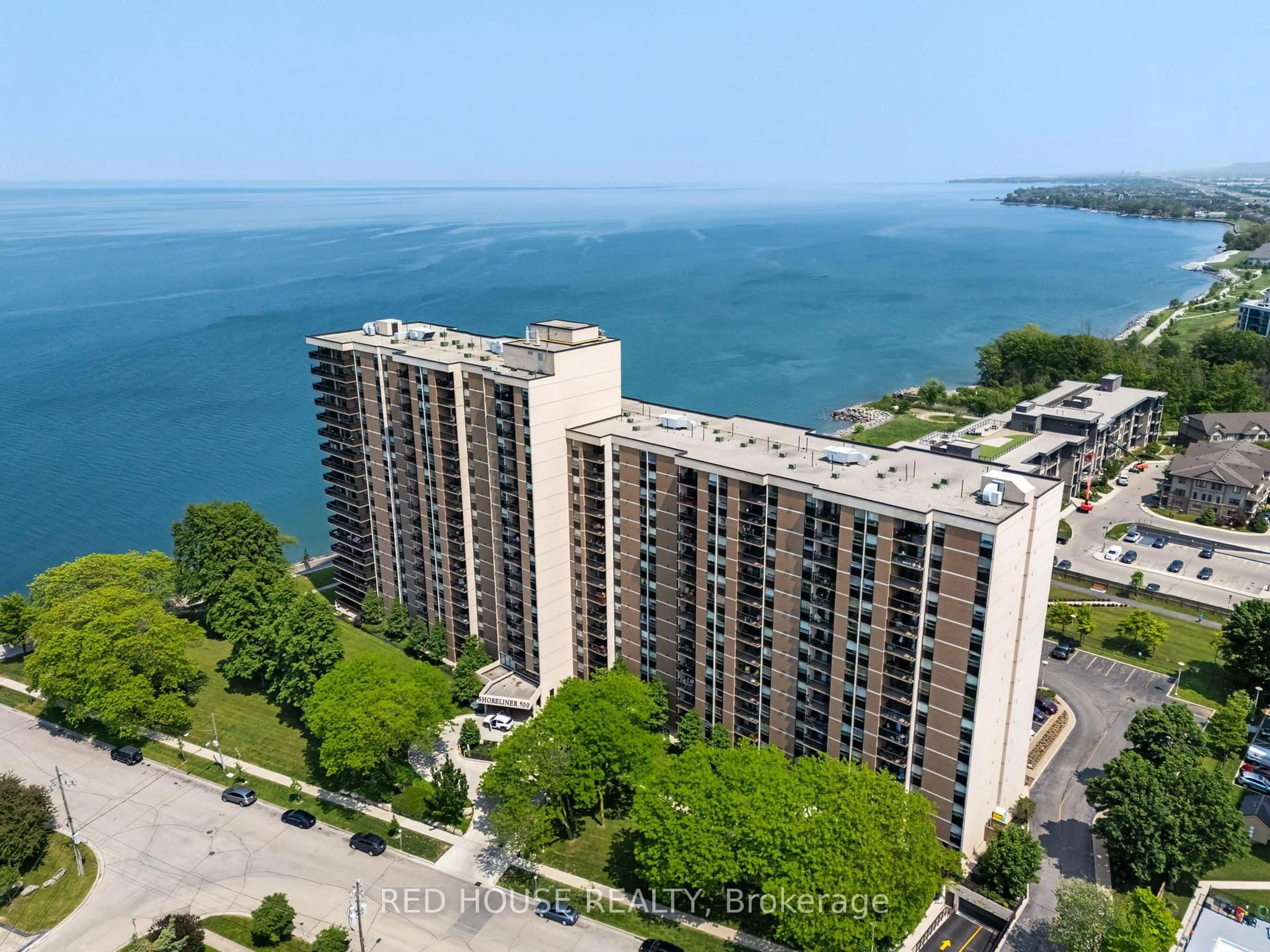 A pic from outside/outdoor area/front of a property/back of a property/a pic from drone, water/lake/river/ocean view for 500 Green Rd #1706, Hamilton Ontario L8E 3M6