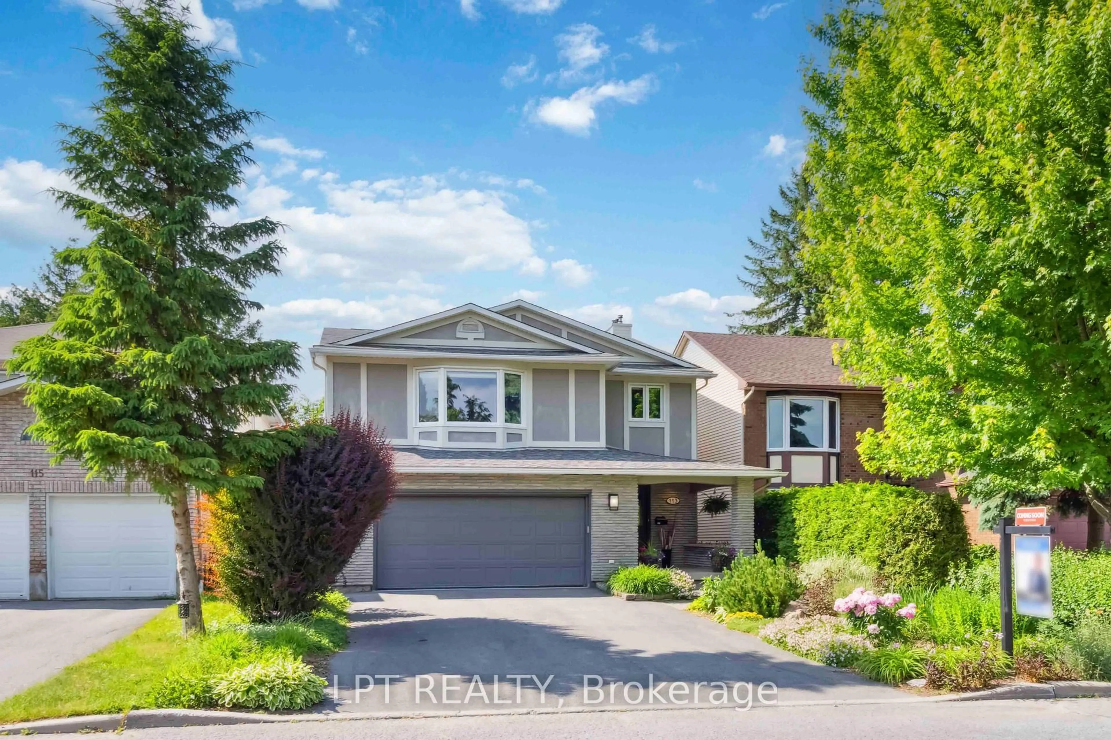 Home with vinyl exterior material, street for 113 Four Seasons Dr, Ottawa Ontario K2E 7R1