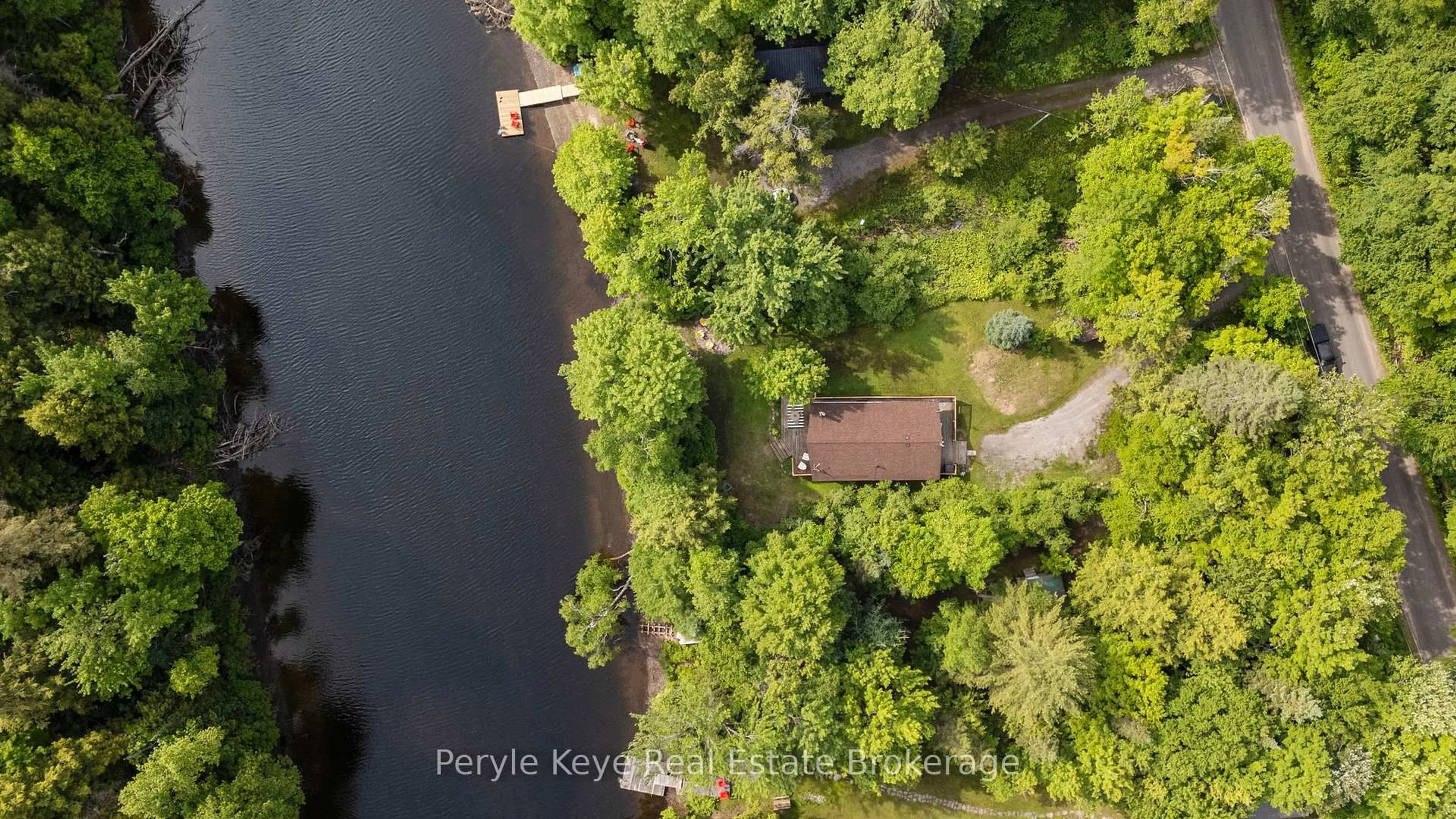 A pic from outside/outdoor area/front of a property/back of a property/a pic from drone, water/lake/river/ocean view for 1181 Sherwood Forest Rd, Bracebridge Ontario P1L 1X3