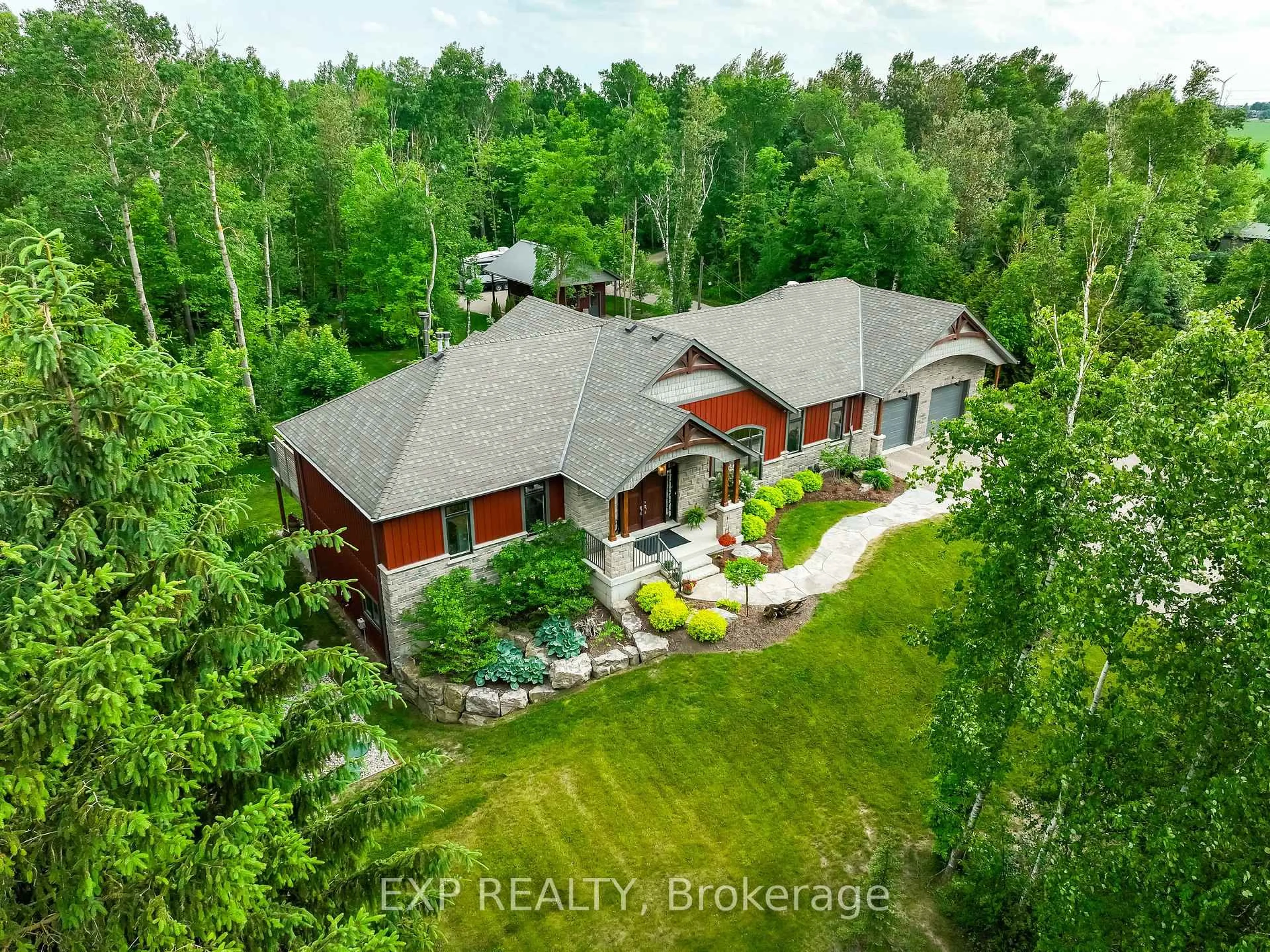 A pic from outside/outdoor area/front of a property/back of a property/a pic from drone, forest/trees view for 282258 Concession 4-5 Rd, East Luther Grand Valley Ontario L9W 0W4