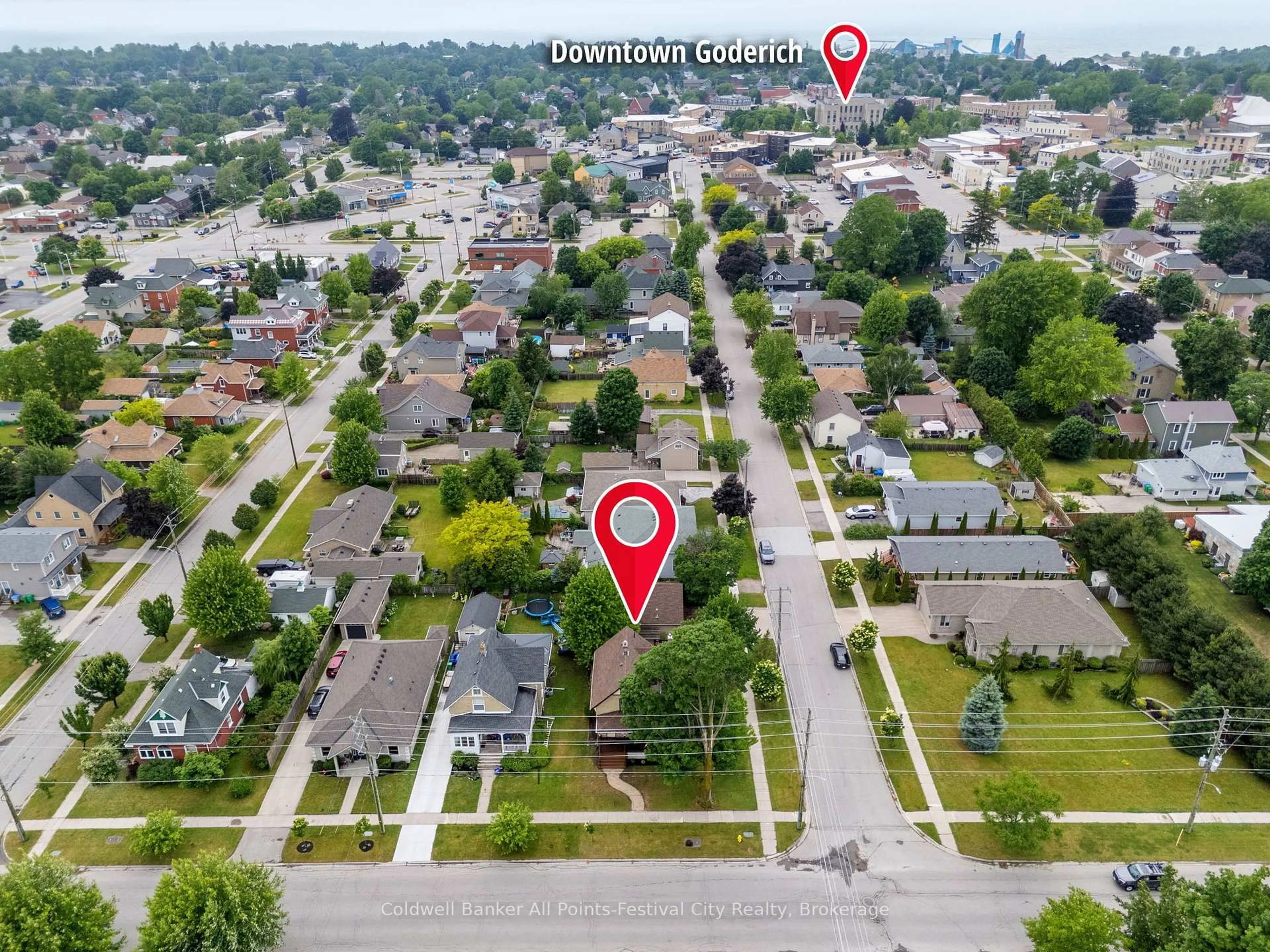 A pic from outside/outdoor area/front of a property/back of a property/a pic from drone, street for 32 Cambria Rd, Goderich Ontario N7A 3E4
