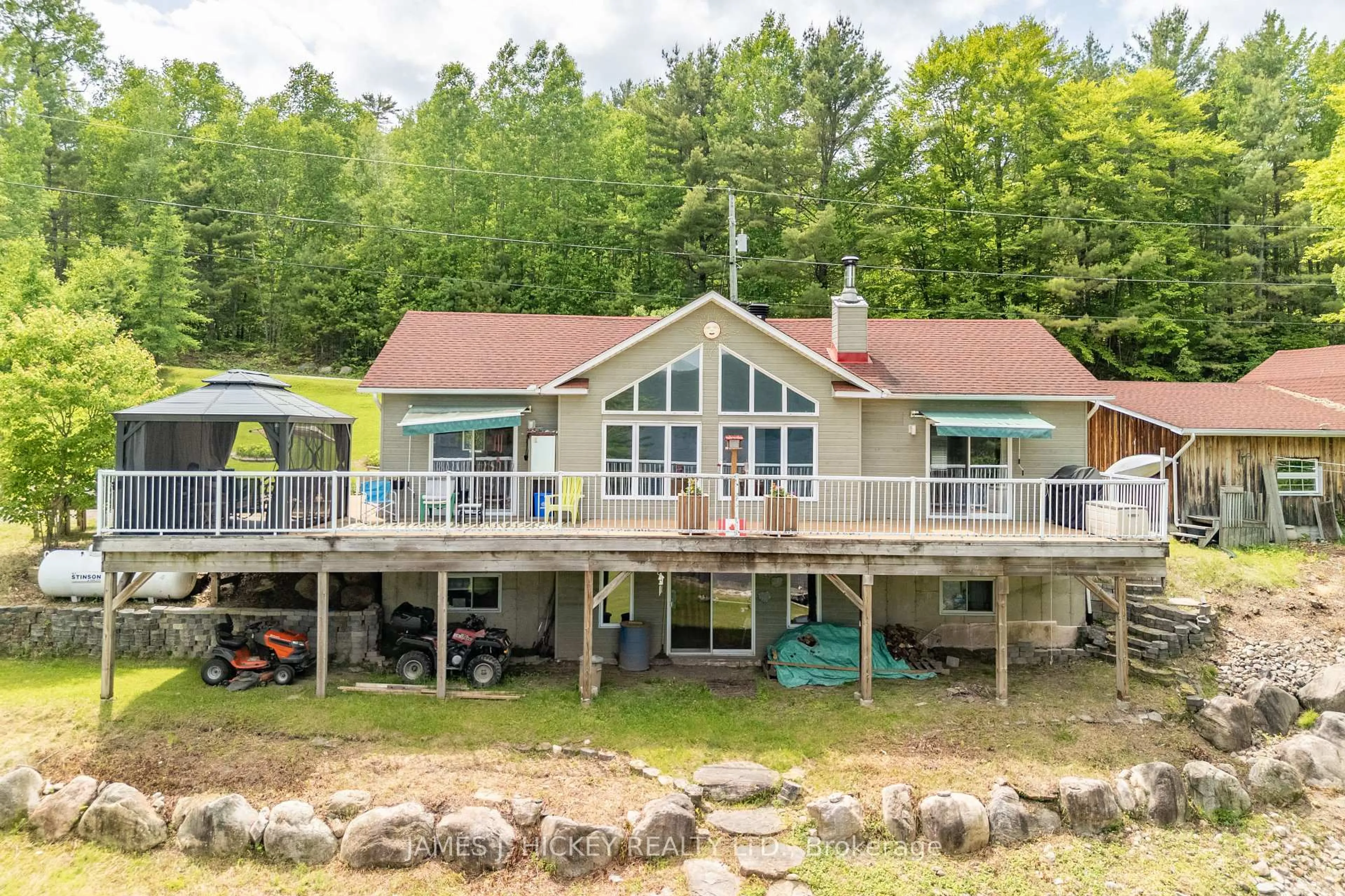 A pic from outside/outdoor area/front of a property/back of a property/a pic from drone, water/lake/river/ocean view for 196 Loon Valley Lane, Stonecliffe Ontario K0J 2K0