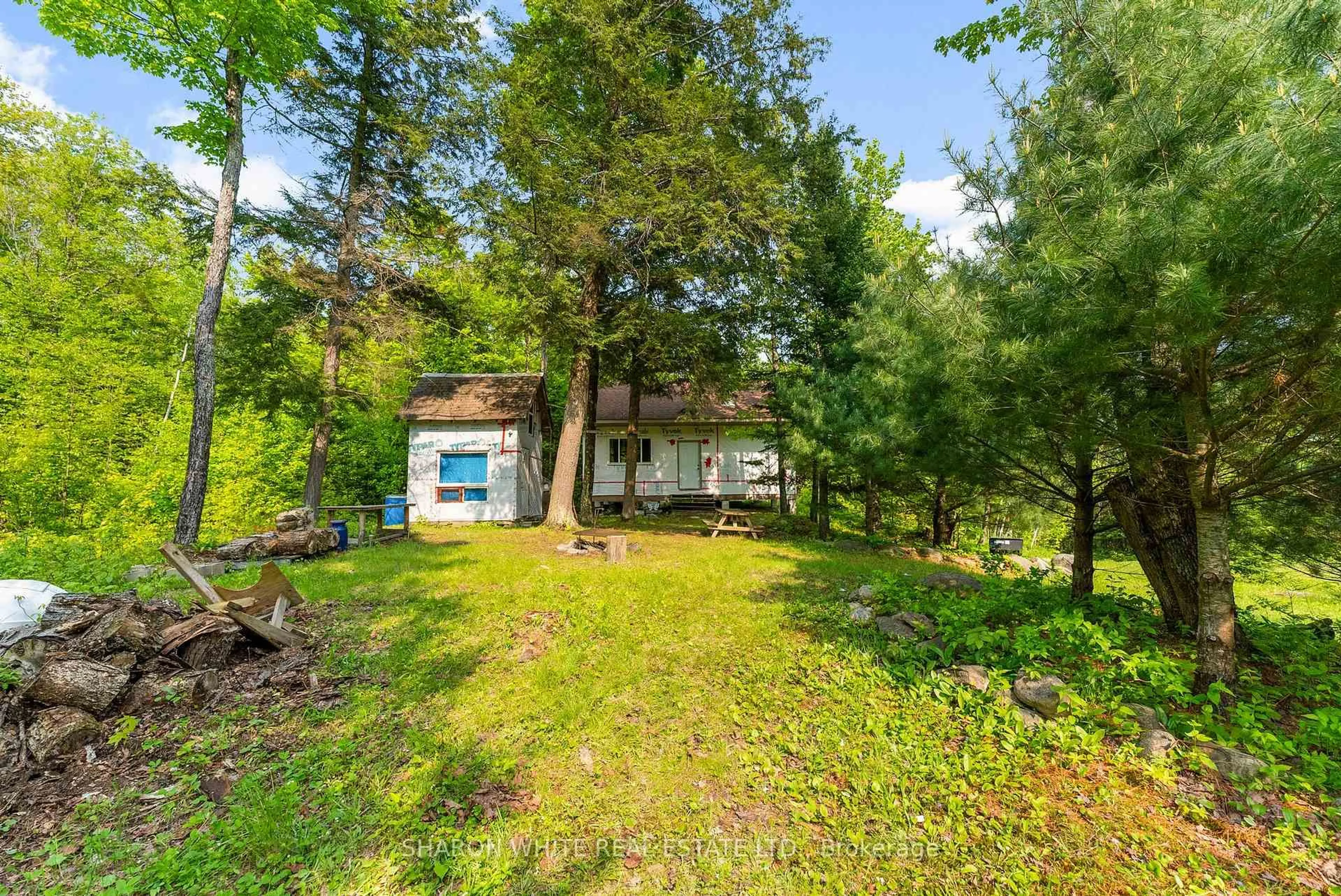 A pic from outside/outdoor area/front of a property/back of a property/a pic from drone, forest/trees view for 1374 Havensford Dr, Highlands East Ontario K0L 1M0