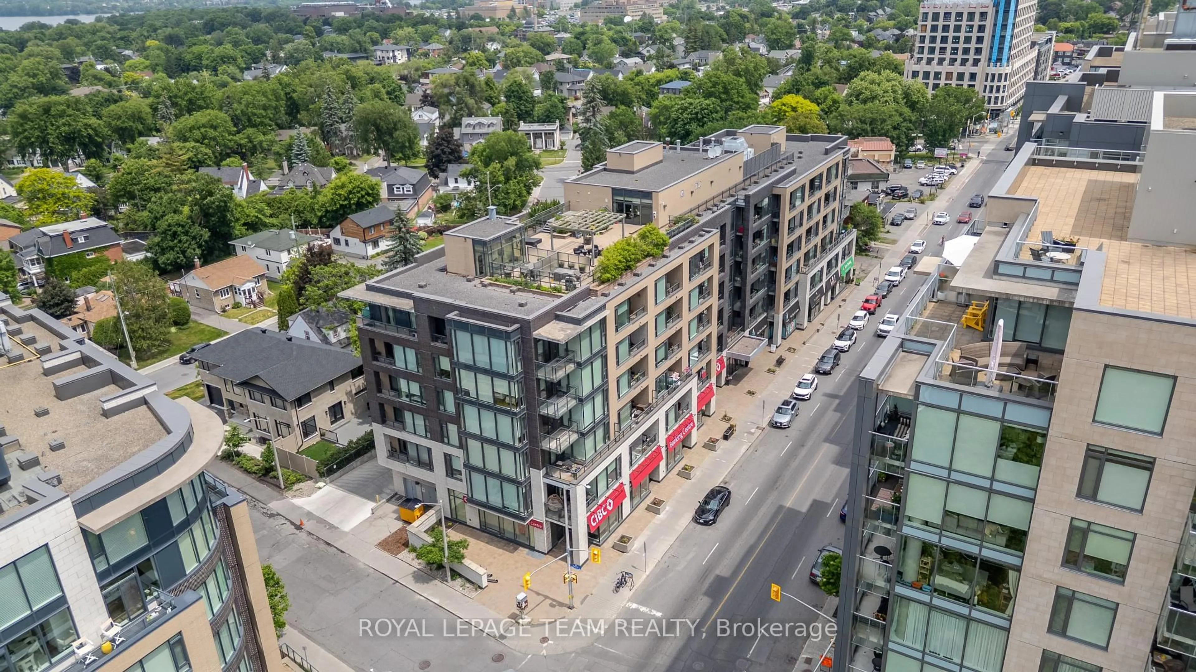 A pic from outside/outdoor area/front of a property/back of a property/a pic from drone, city buildings view from balcony for 101 Richmond Rd #515, Ottawa Ontario K1Z 0A6