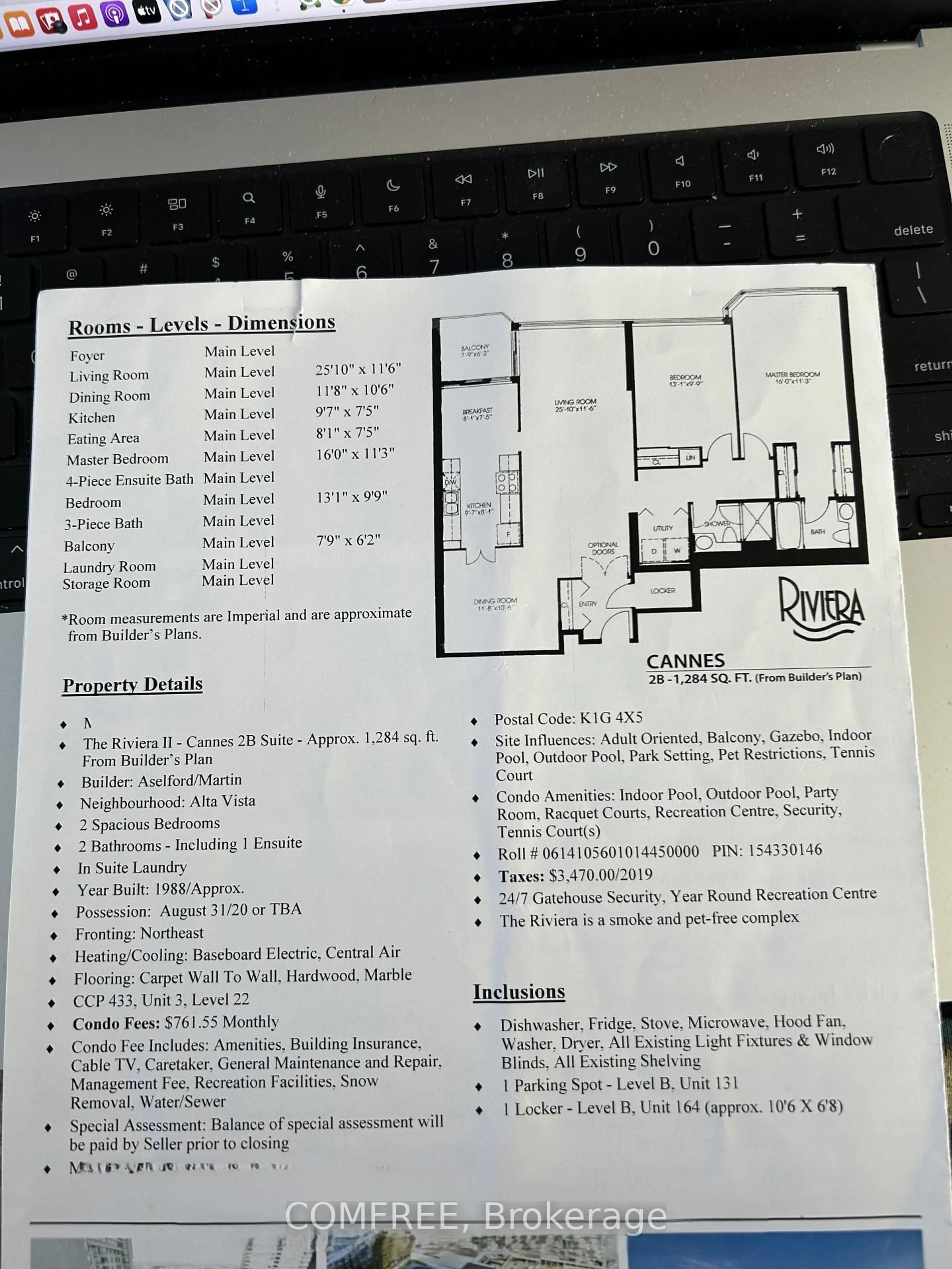 Floor plan for 1510 Riverside Dr #2303, Ottawa Ontario K1G 4X5