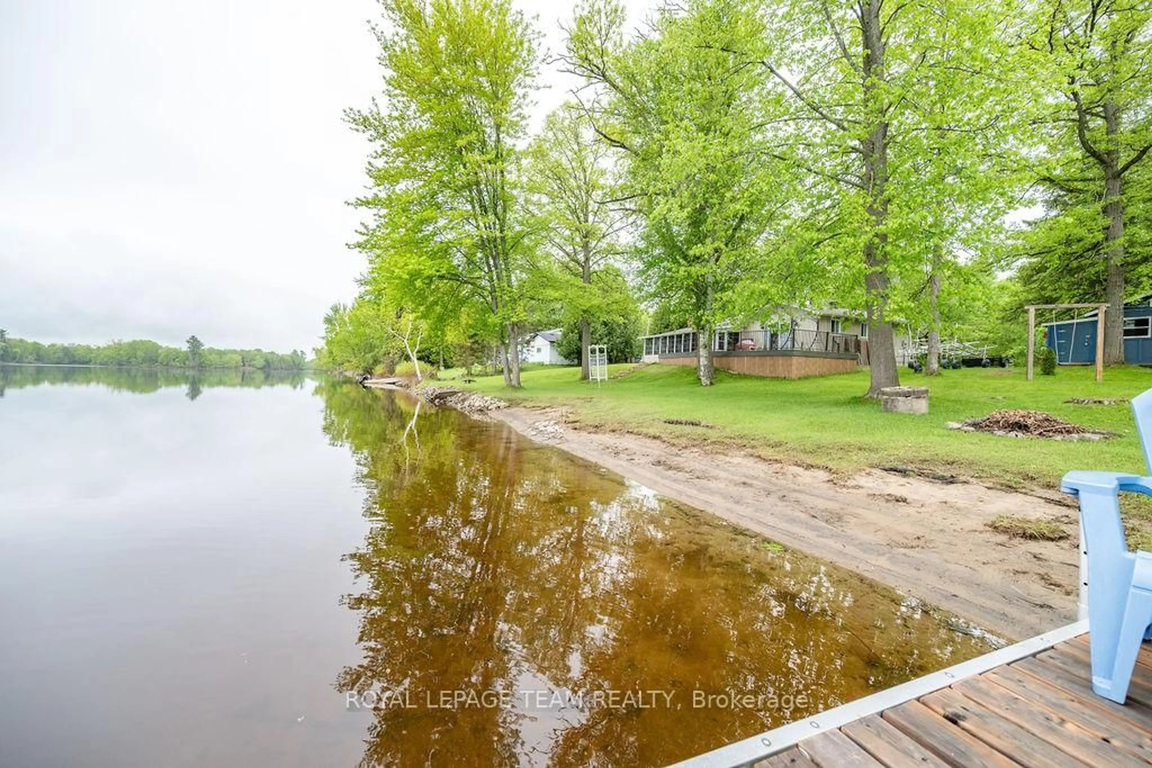 A pic from outside/outdoor area/front of a property/back of a property/a pic from drone, water/lake/river/ocean view for 52 Big Island Tr, Foresters Falls Ontario K0J 1V0