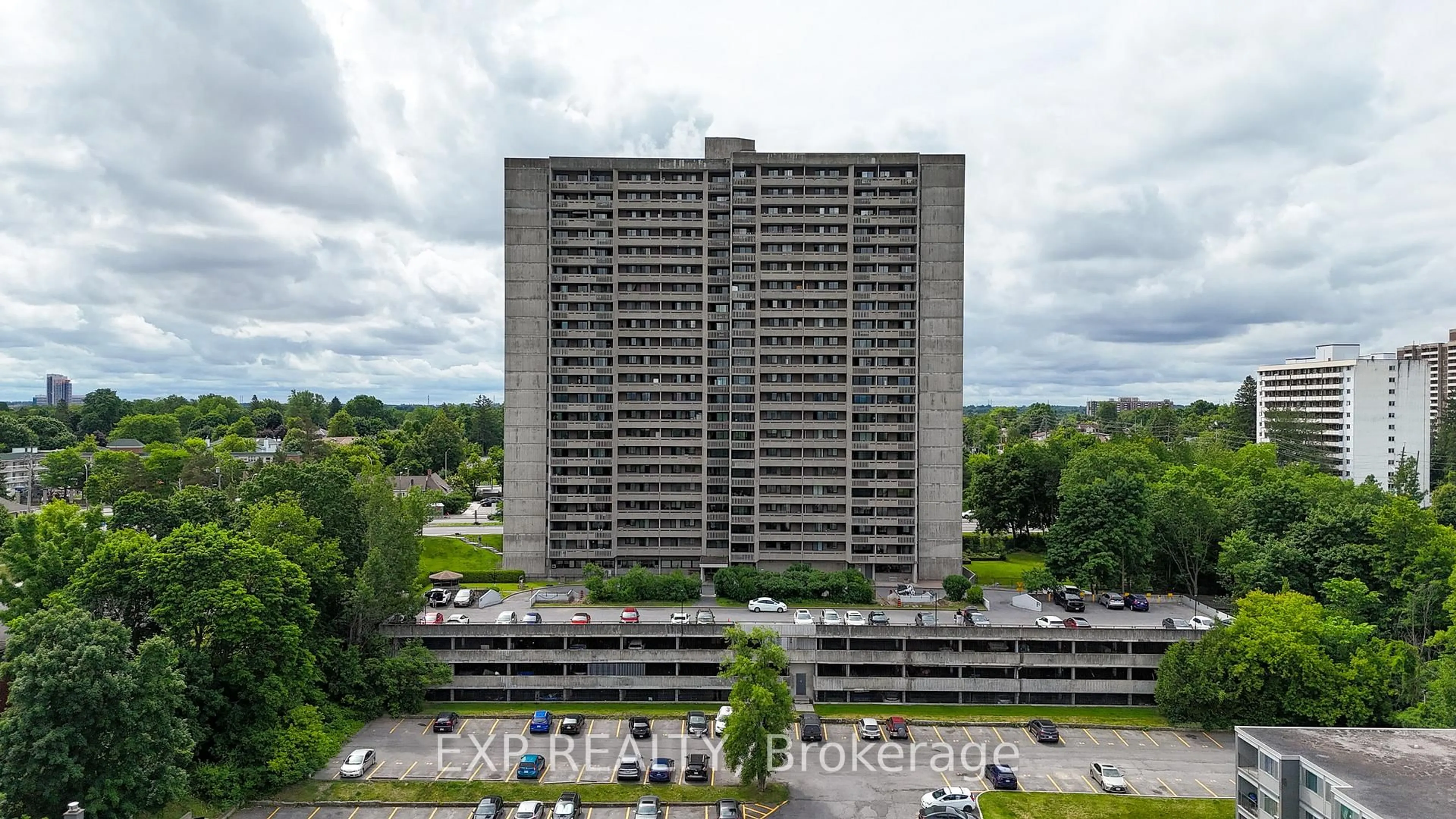 A pic from outside/outdoor area/front of a property/back of a property/a pic from drone, city buildings view from balcony for 415 Greenview Ave #101, Ottawa Ontario K2B 8G5