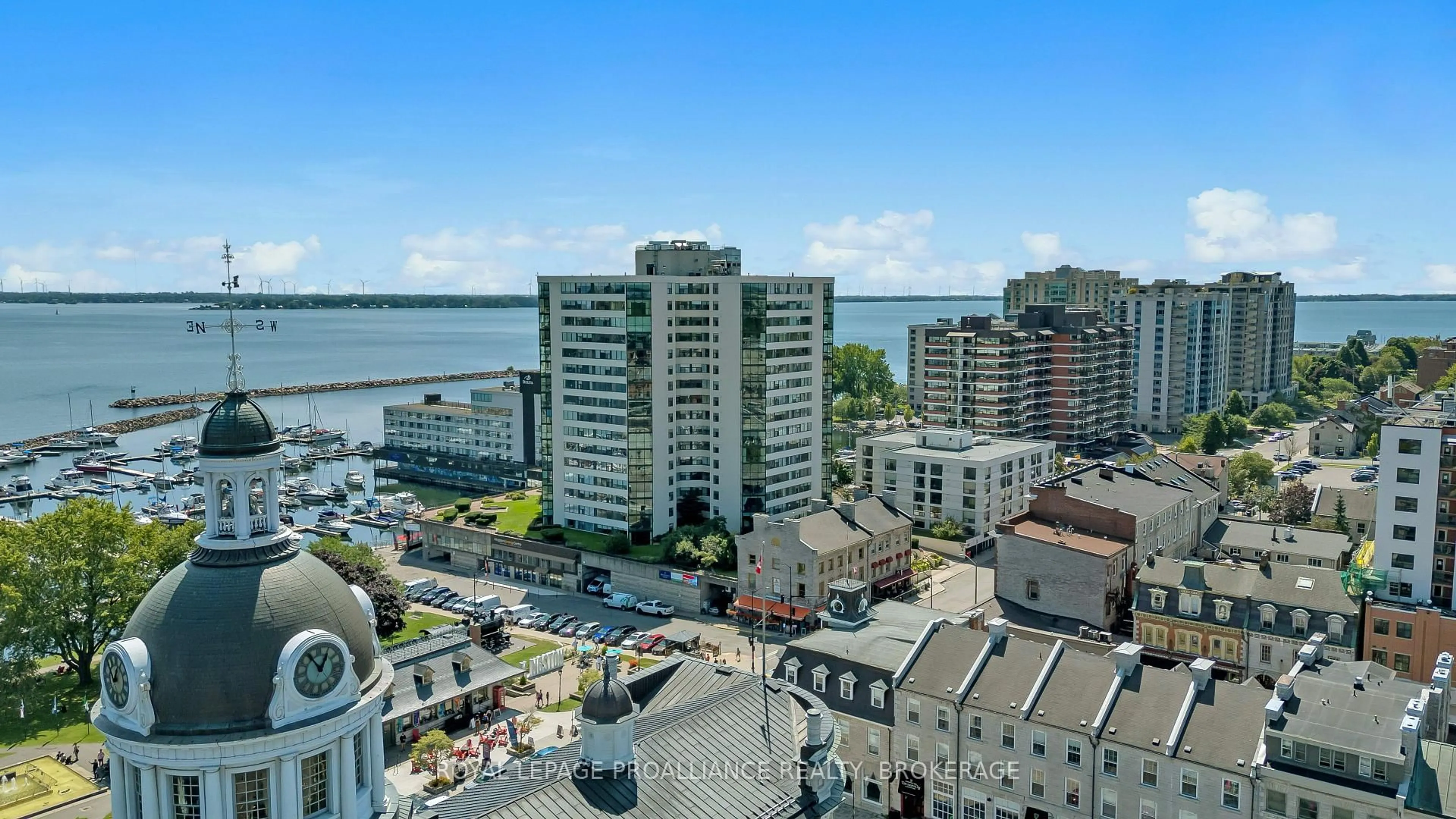 A pic from outside/outdoor area/front of a property/back of a property/a pic from drone, city buildings view from balcony for 185 Ontario St #403, Kingston Ontario K7L 2Y7