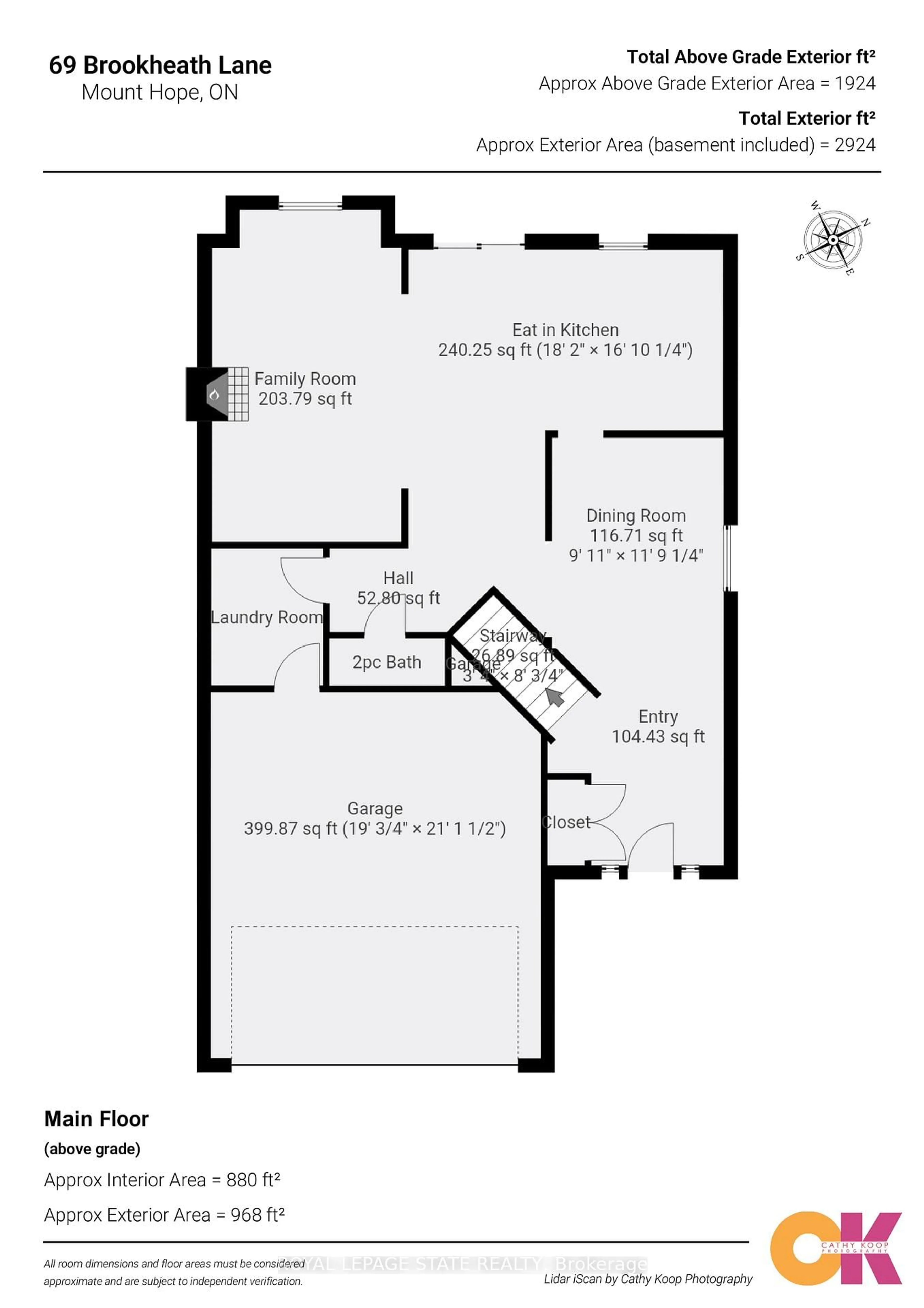 Floor plan for 69 Brookheath Lane, Hamilton Ontario L0R 1W0