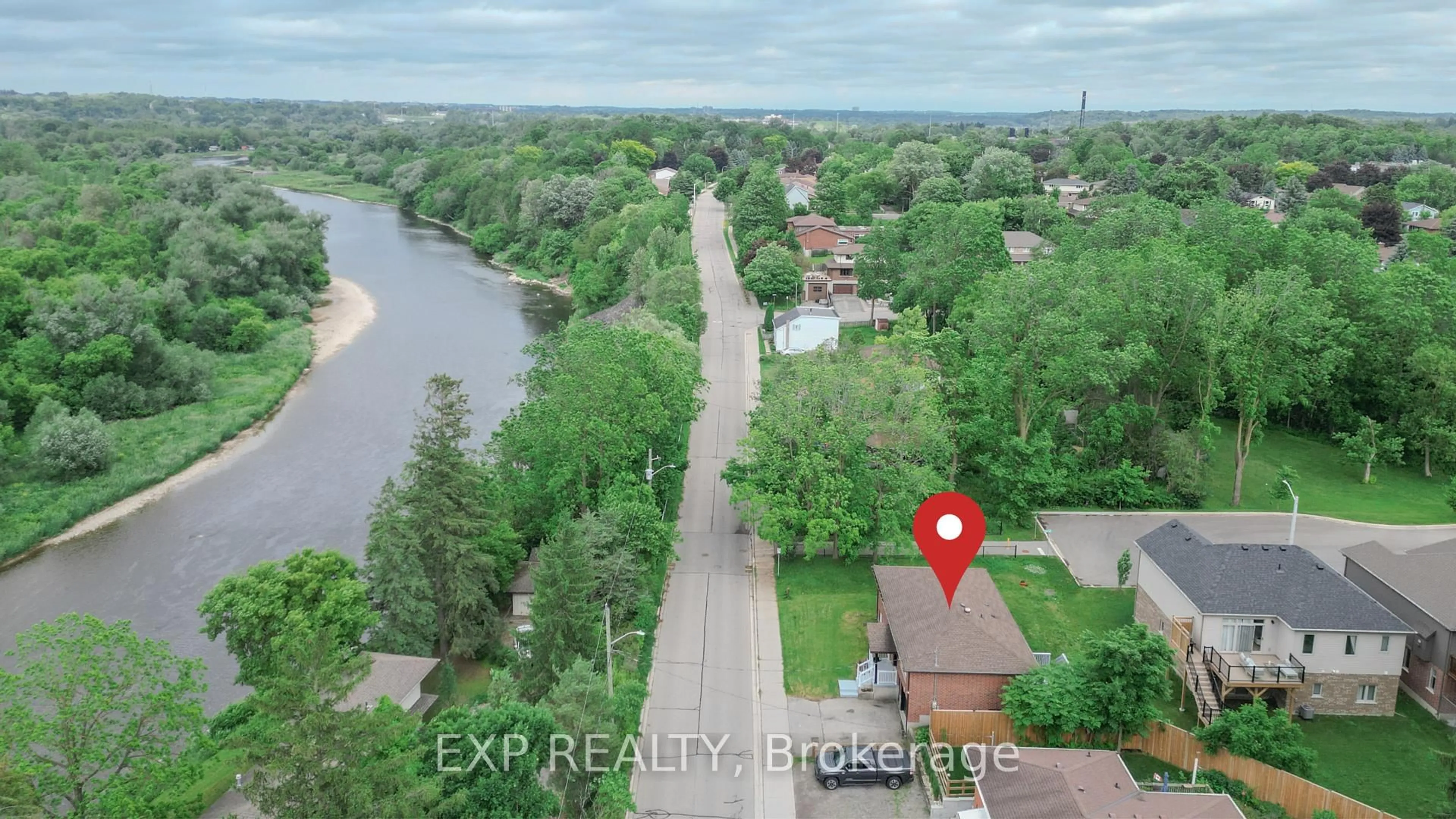 A pic from outside/outdoor area/front of a property/back of a property/a pic from drone, water/lake/river/ocean view for 1843 Old Mill Rd, Kitchener Ontario N2P 1E3