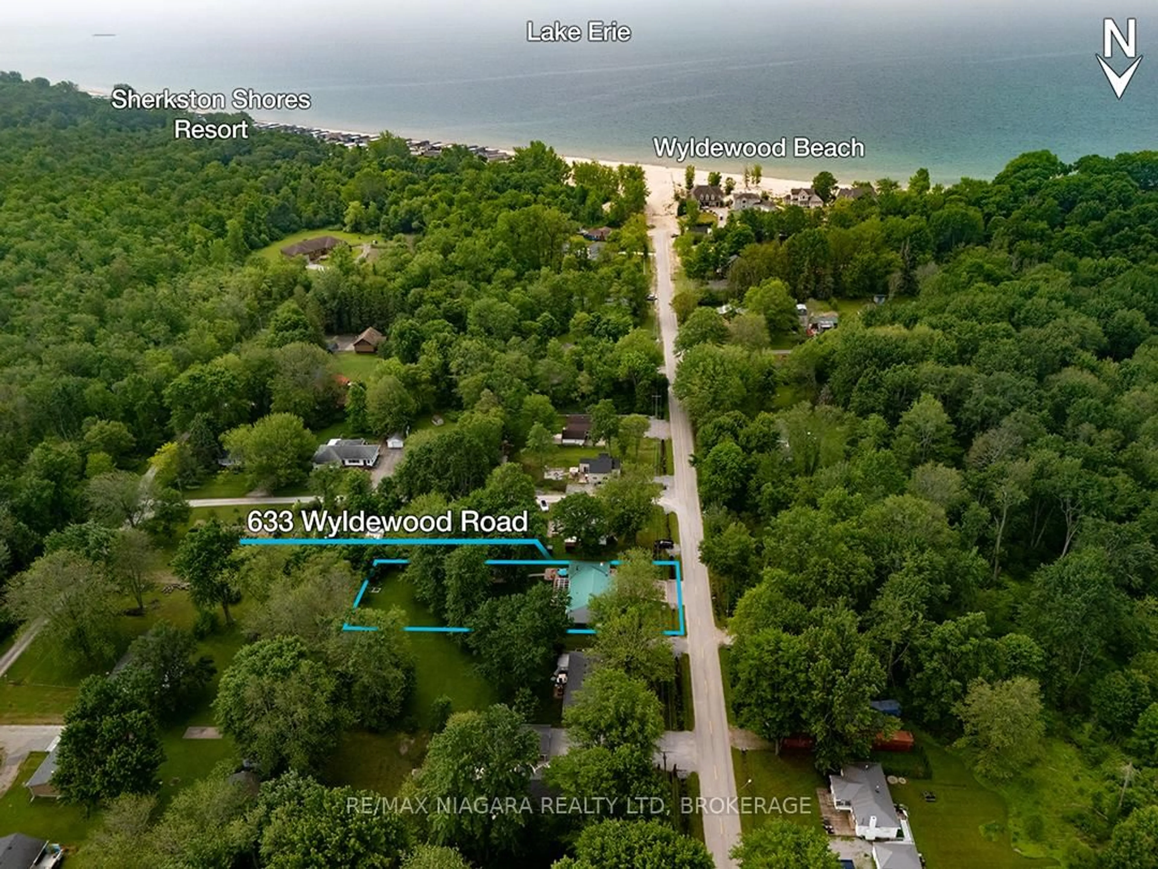 A pic from outside/outdoor area/front of a property/back of a property/a pic from drone, water/lake/river/ocean view for 633 Wyldewood Rd, Port Colborne Ontario L0S 1R0