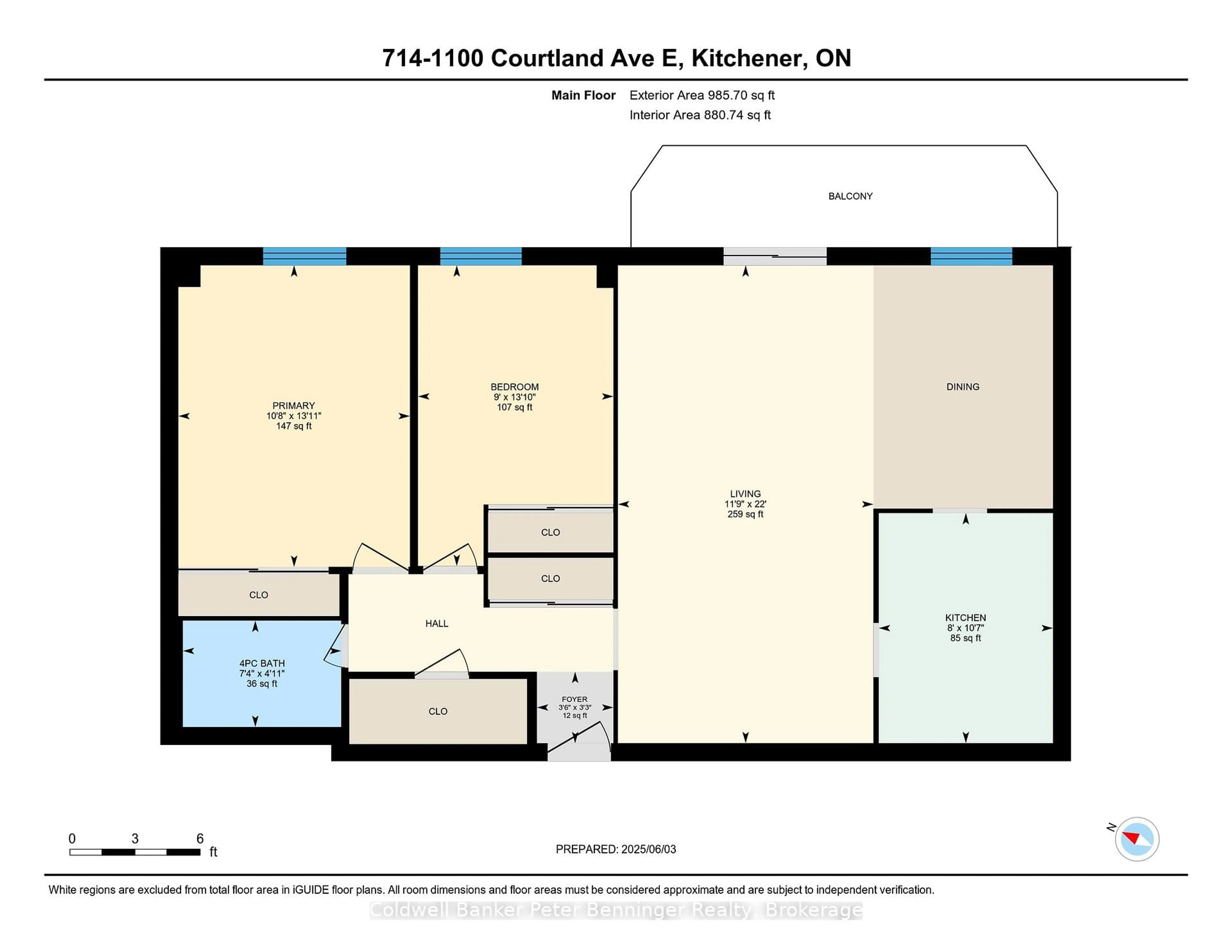 Floor plan for 1100 Courtland Ave #714, Kitchener Ontario N2C 2H9