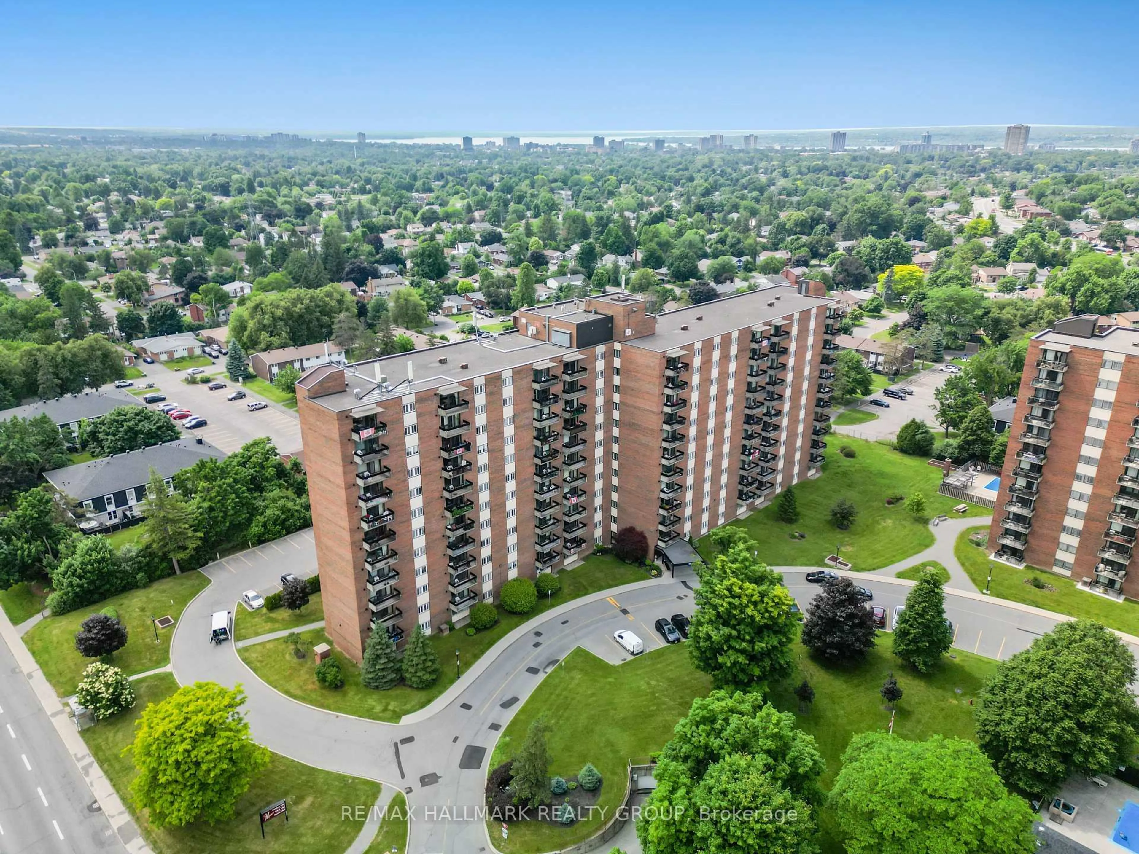A pic from outside/outdoor area/front of a property/back of a property/a pic from drone, city buildings view from balcony for 1505 Baseline Rd #210, Ottawa Ontario K2C 3L4
