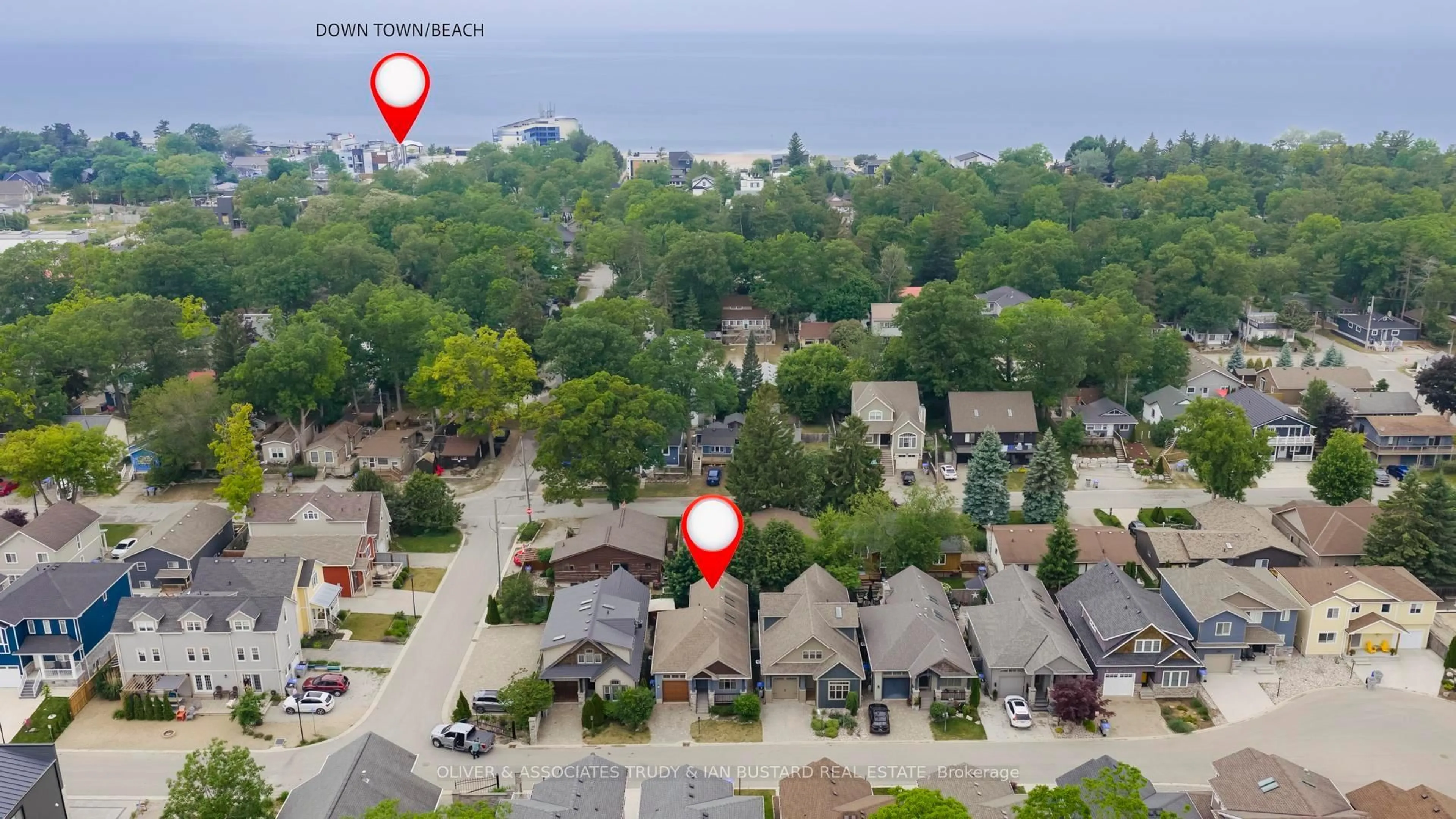 A pic from outside/outdoor area/front of a property/back of a property/a pic from drone, water/lake/river/ocean view for 21 Wondergrove Crt, Lambton Shores Ontario N0M 1T0