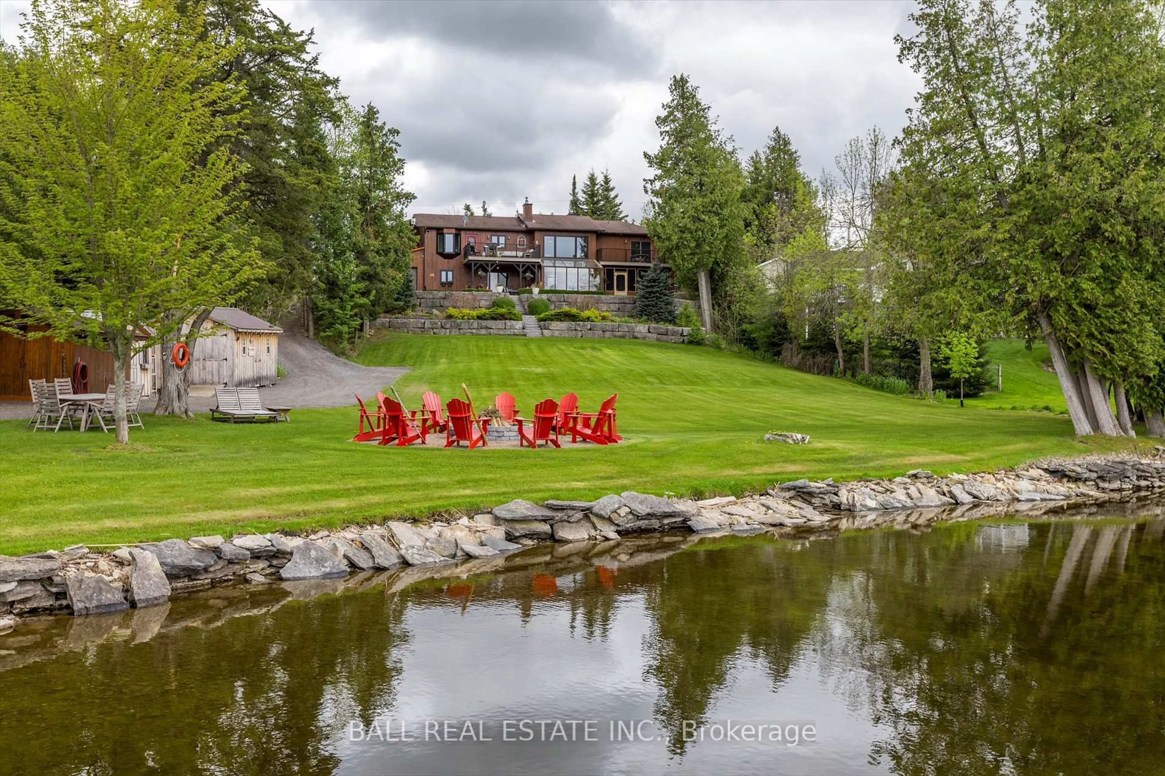 A pic from outside/outdoor area/front of a property/back of a property/a pic from drone, water/lake/river/ocean view for 110 Lakeview Dr, Trent Hills Ontario K0L 1L0