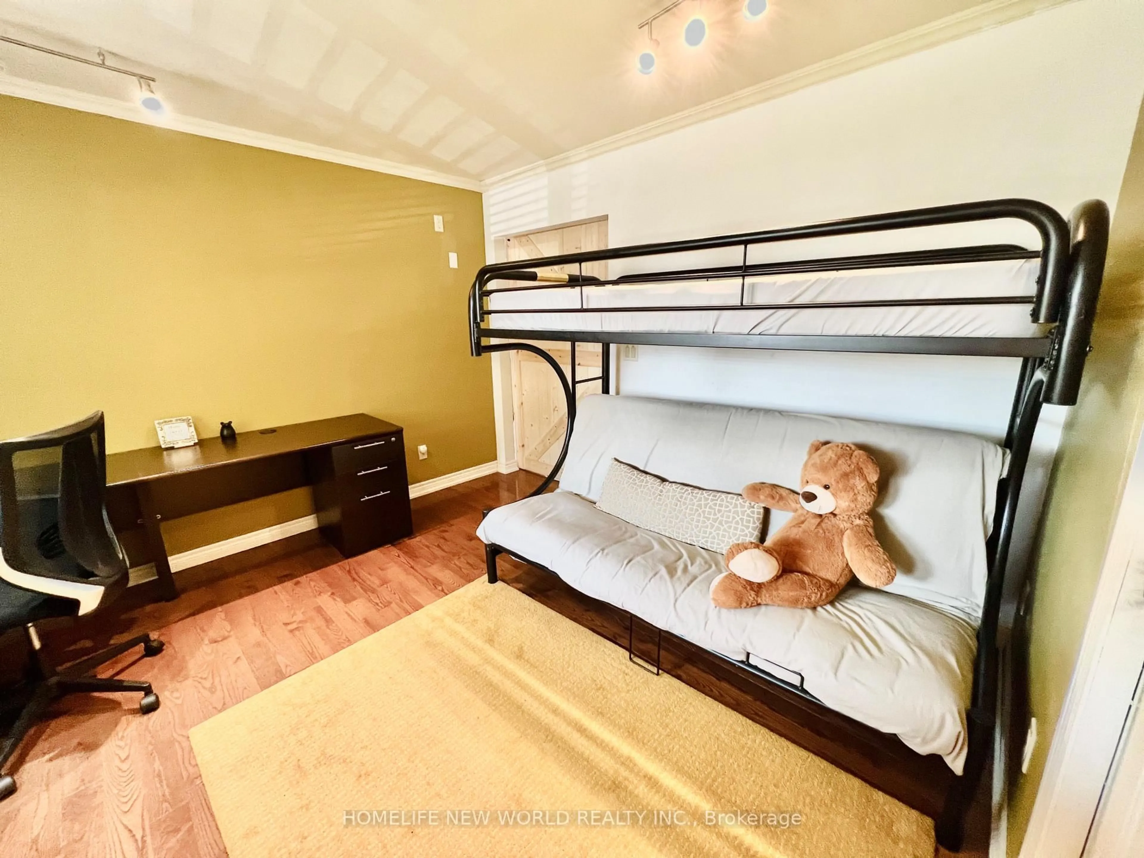 Bedroom with bed, wood/laminate floor for 159 Ball Point Rd, Kawartha Lakes Ontario L9L 1B6