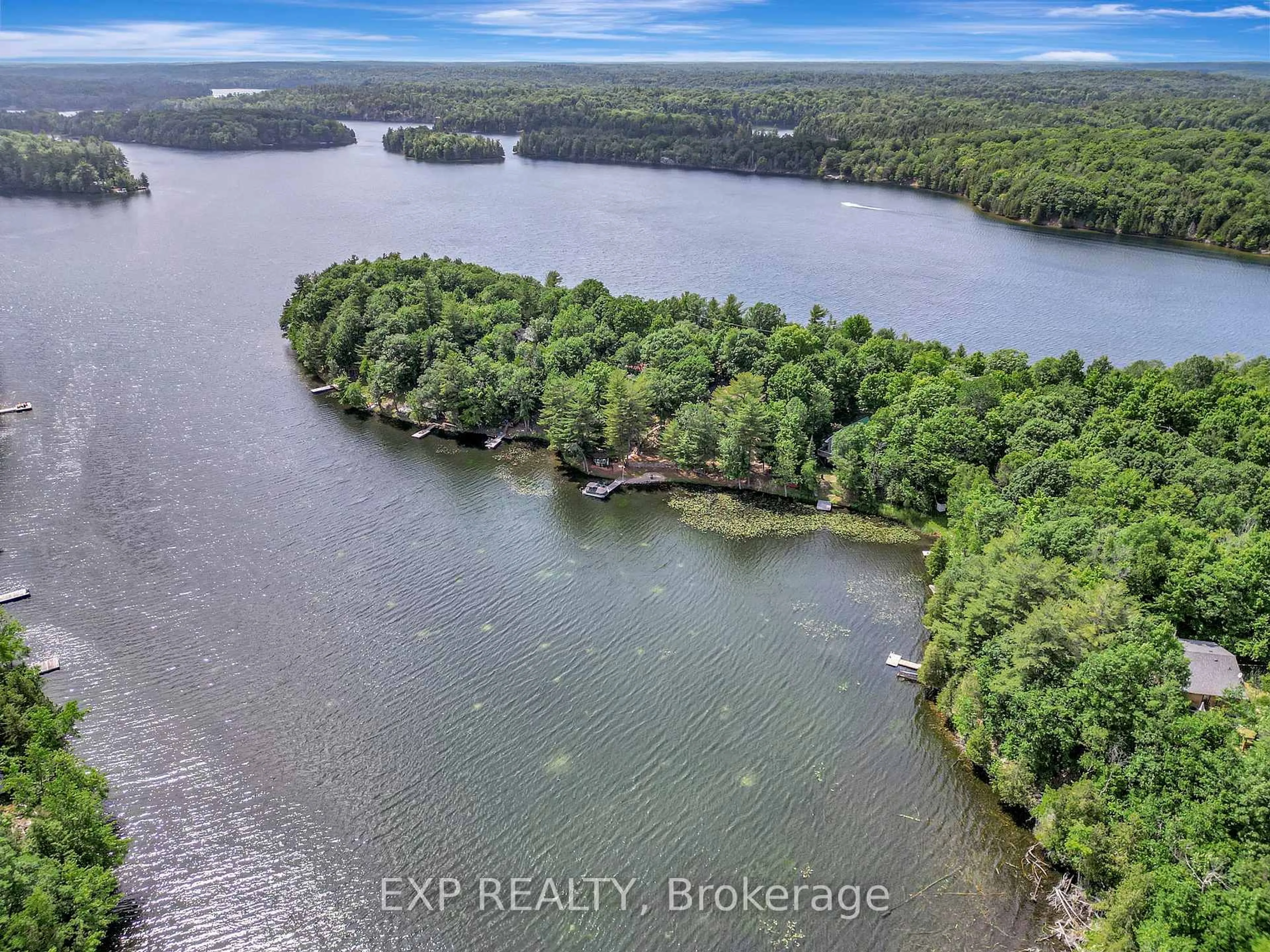 A pic from outside/outdoor area/front of a property/back of a property/a pic from drone, water/lake/river/ocean view for 159 Sleepy Haven Lane, Perth Road Ontario K0H 2L0