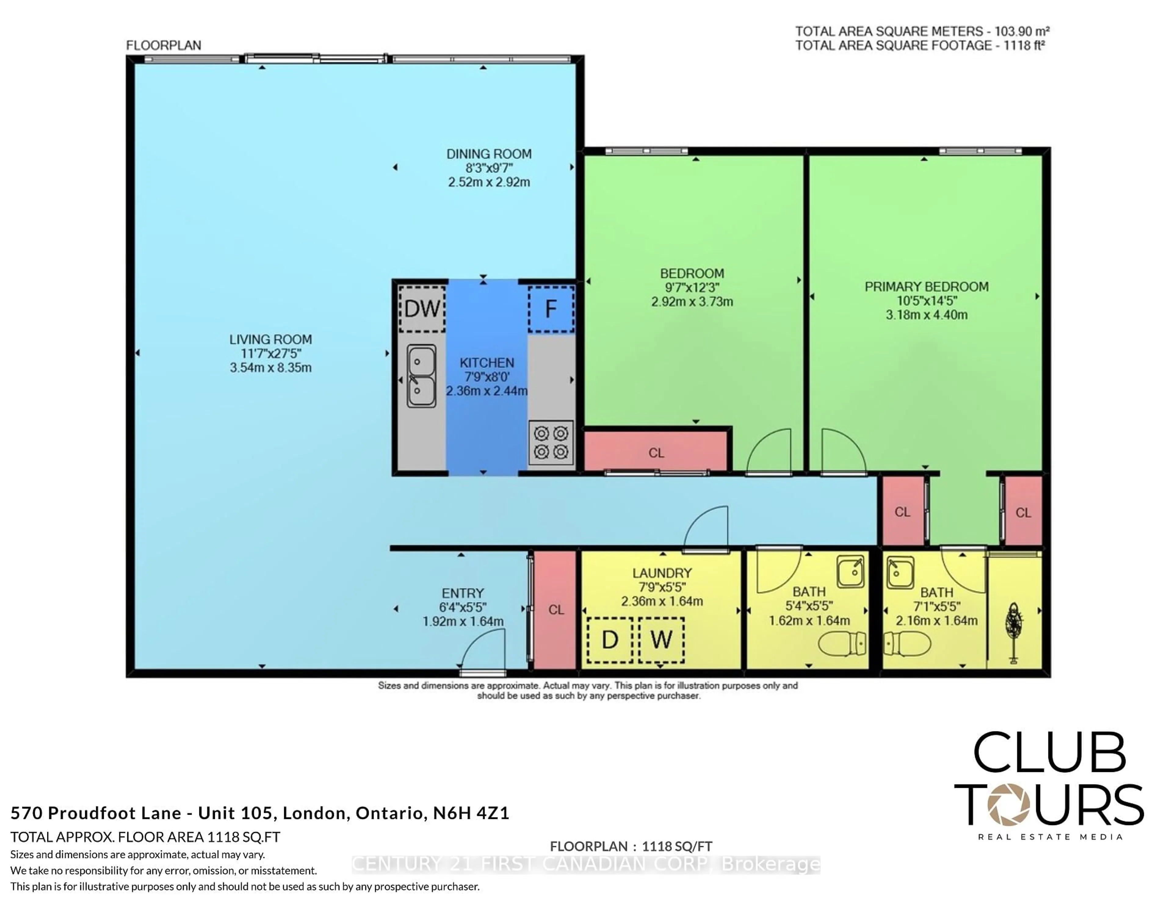 Floor plan for 570 Proudfoot Lane #105, London North Ontario N6H 4Z1