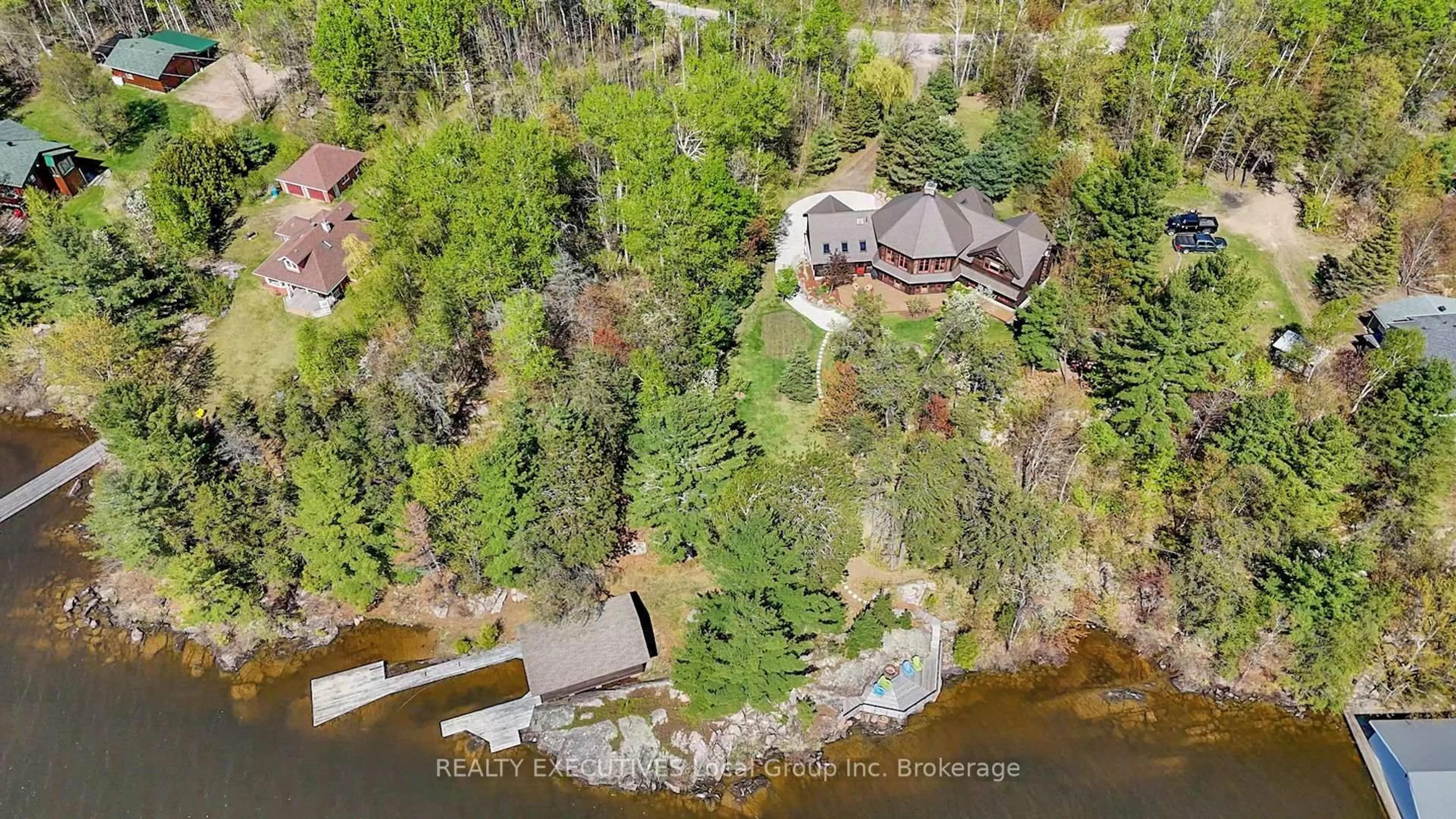 A pic from outside/outdoor area/front of a property/back of a property/a pic from drone, water/lake/river/ocean view for 103 HUNTERS BAY Rd, Nipissing Ontario P0H 1H0