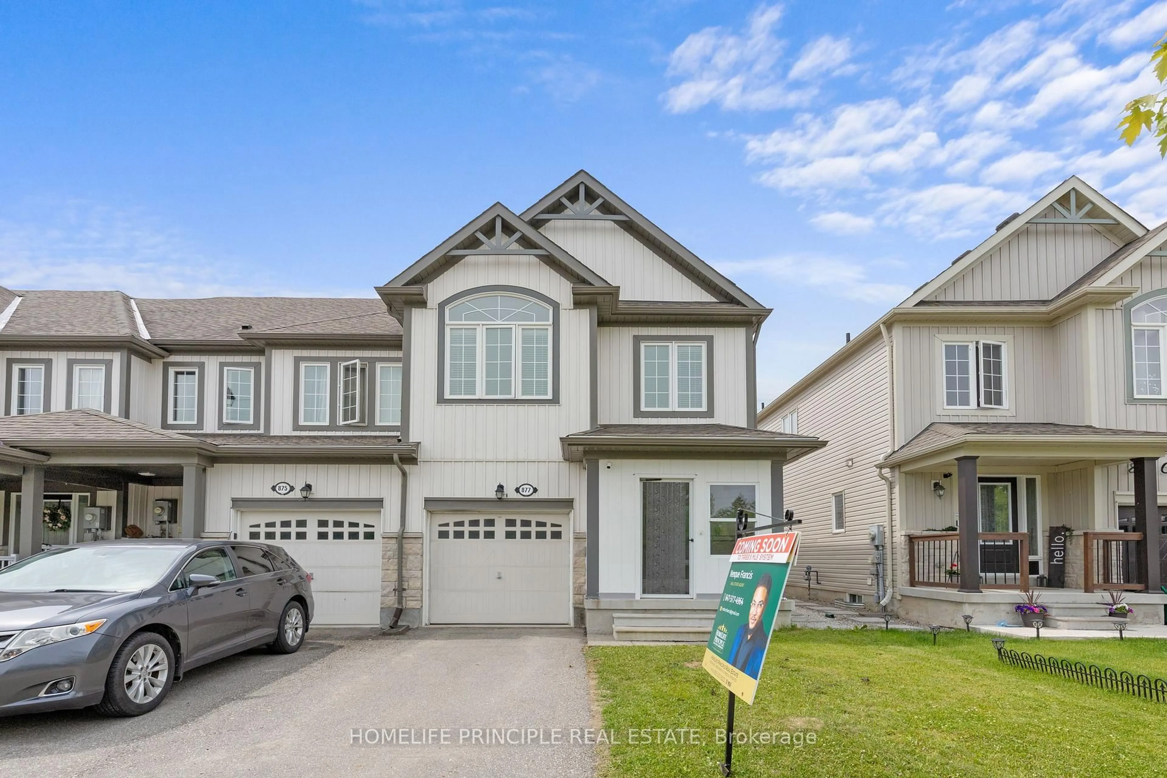 Home with vinyl exterior material, street for 877 Cook Cres, Shelburne Ontario L9V 3V1