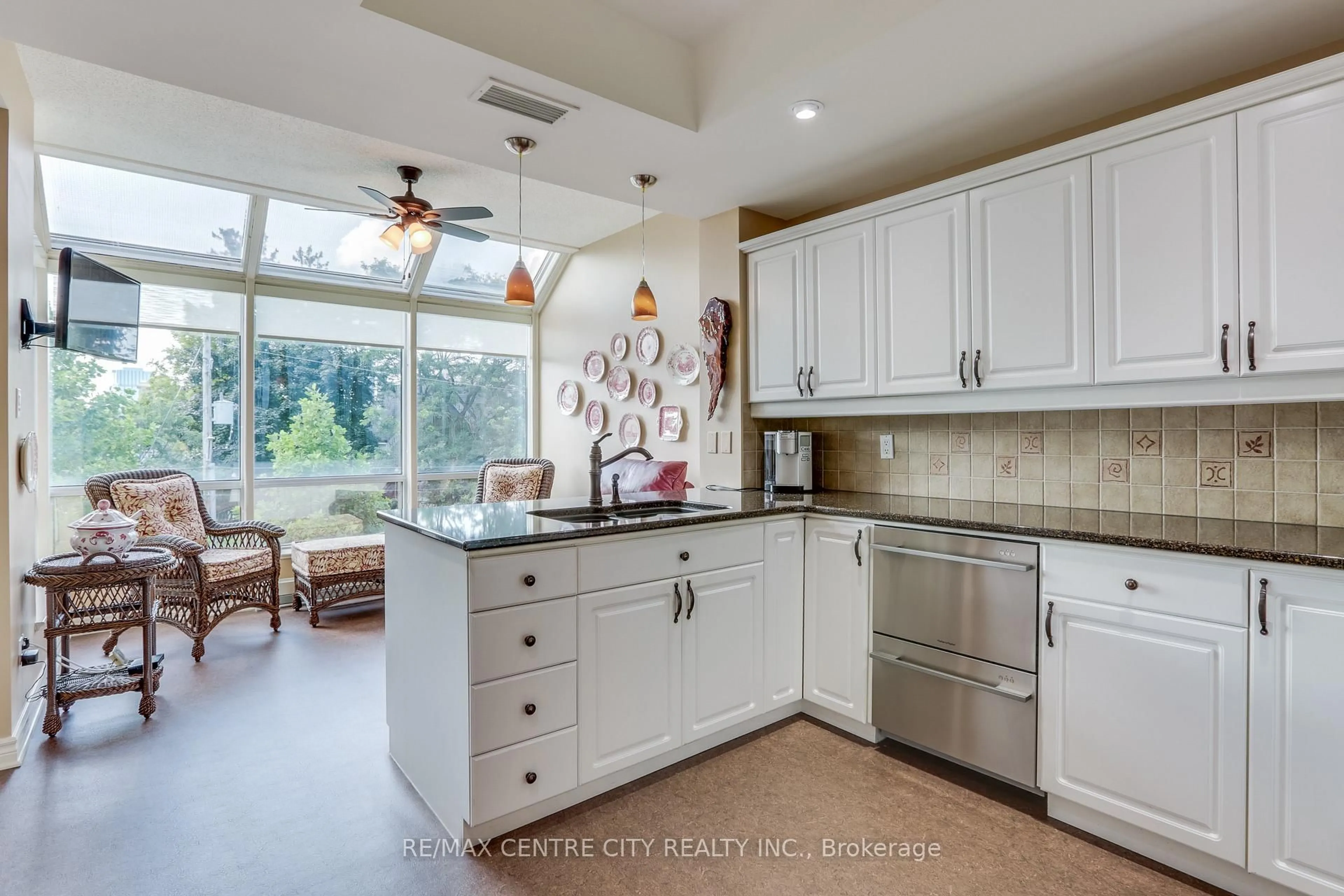 Open concept kitchen, ceramic/tile floor for 250 Sydenham St #207, London East Ontario N6A 5S1