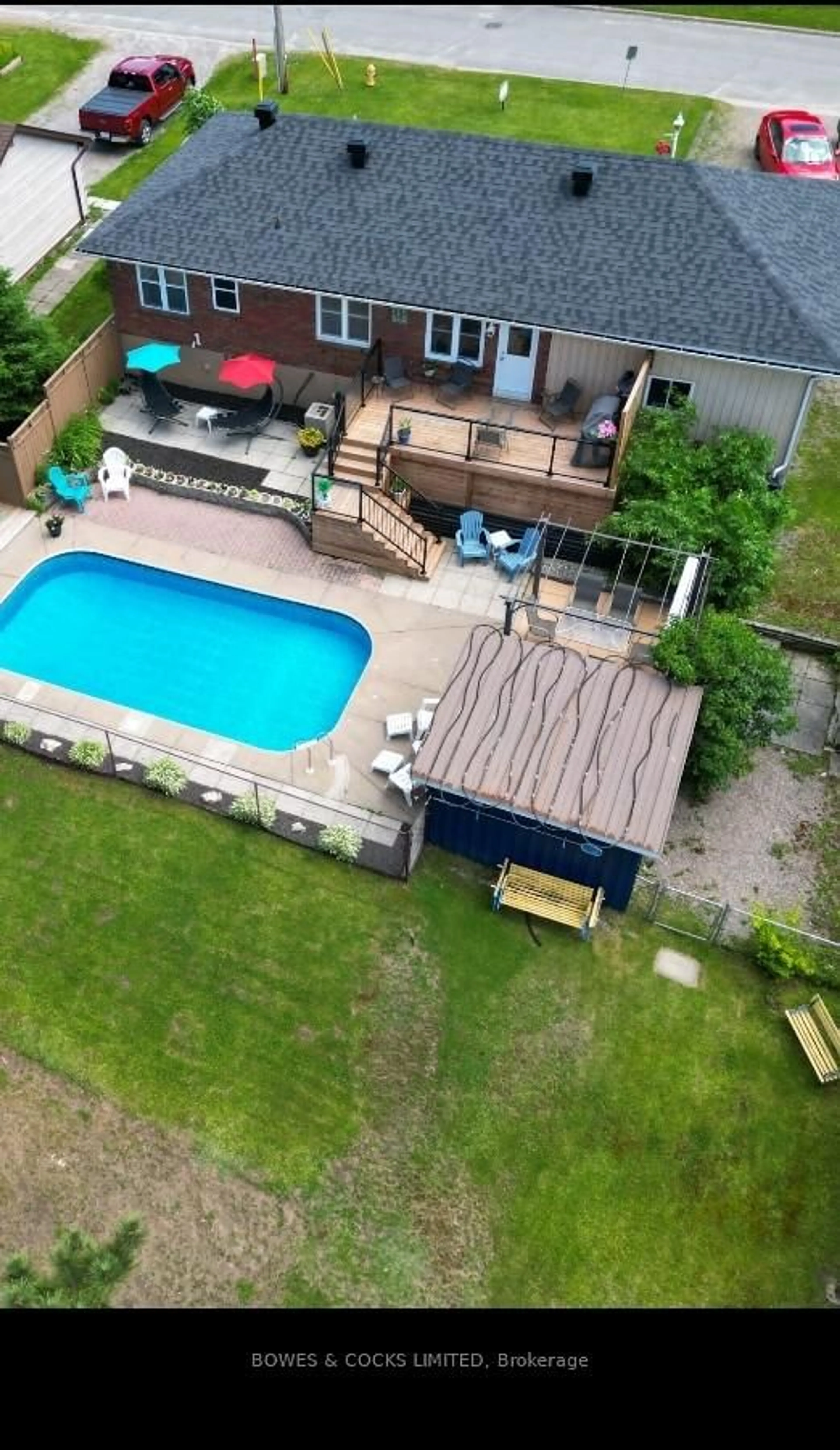 A pic from outside/outdoor area/front of a property/back of a property/a pic from drone, water/lake/river/ocean view for 99 Maple St, Bancroft Ontario K0L 1C0