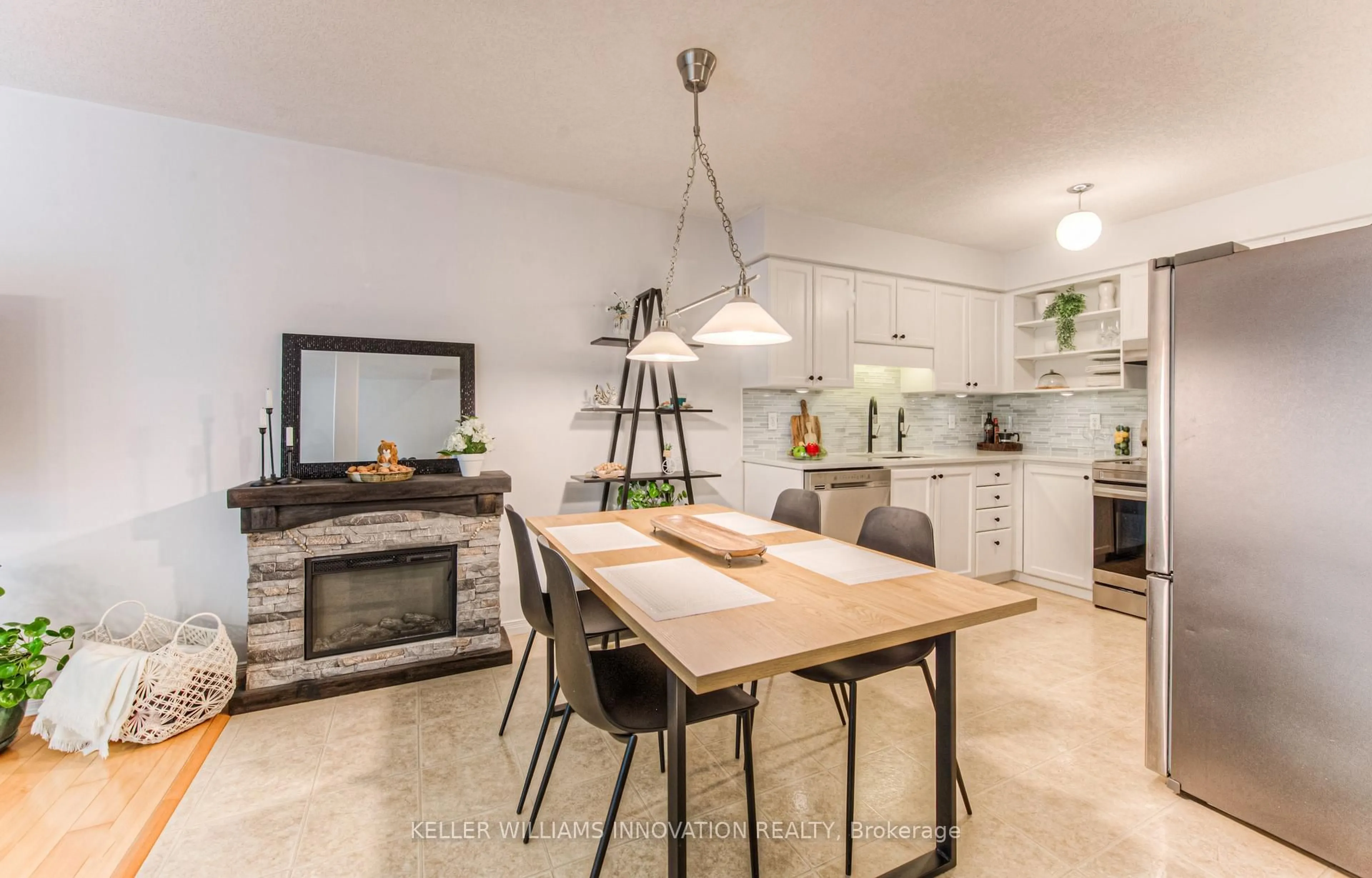 Open concept kitchen, ceramic/tile floor for 85 Bankside Dr #F37, Kitchener Ontario N2N 3M4