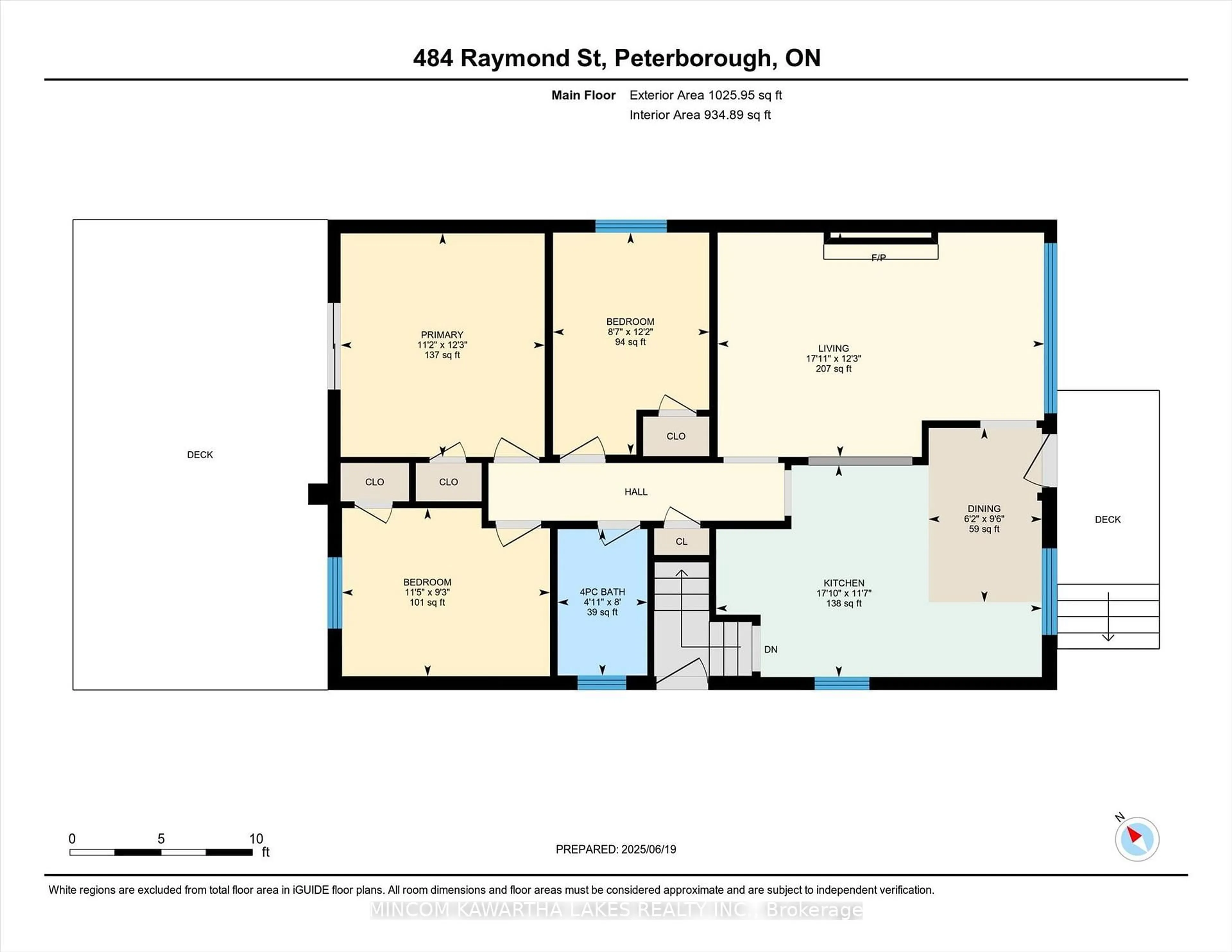 Floor plan for 484 Raymond St, Peterborough North Ontario K9H 5M8