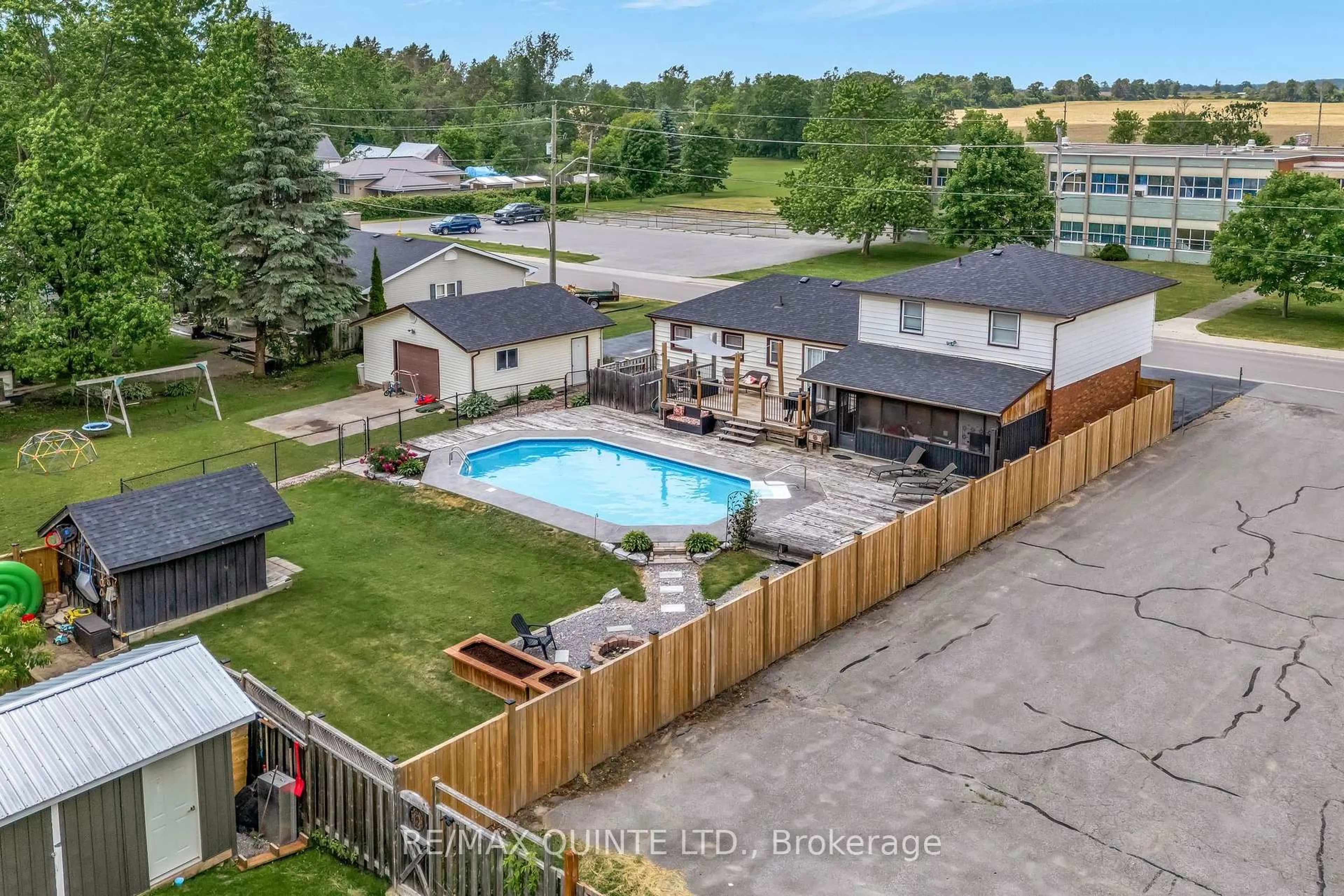 A pic from outside/outdoor area/front of a property/back of a property/a pic from drone, water/lake/river/ocean view for 91 Church St, Stirling Ontario K0K 3E0