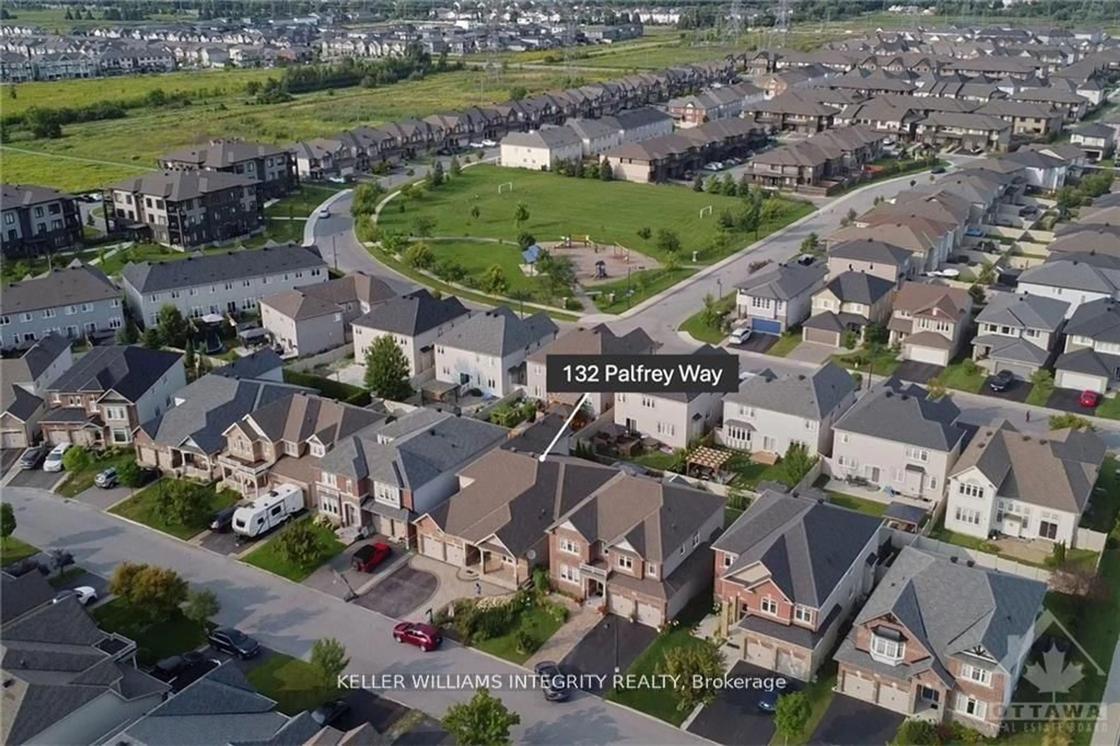 A pic from outside/outdoor area/front of a property/back of a property/a pic from drone, street for 132 Palfrey Way, Stittsville Ontario K2V 0A6