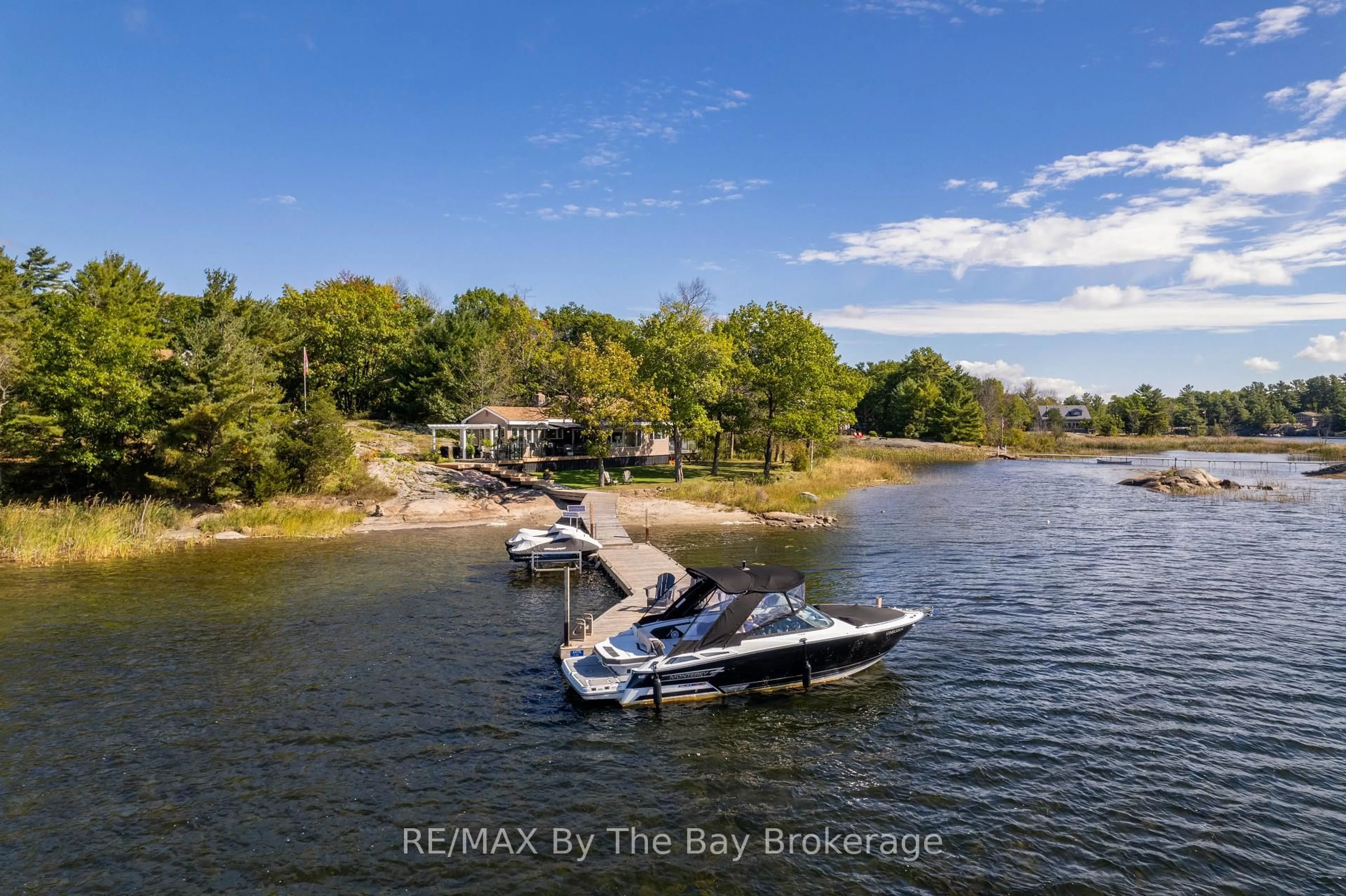 A pic from outside/outdoor area/front of a property/back of a property/a pic from drone, water/lake/river/ocean view for 4476 Island 1040/Little Beausoleil Island, Georgian Bay Ontario P0E 1E0