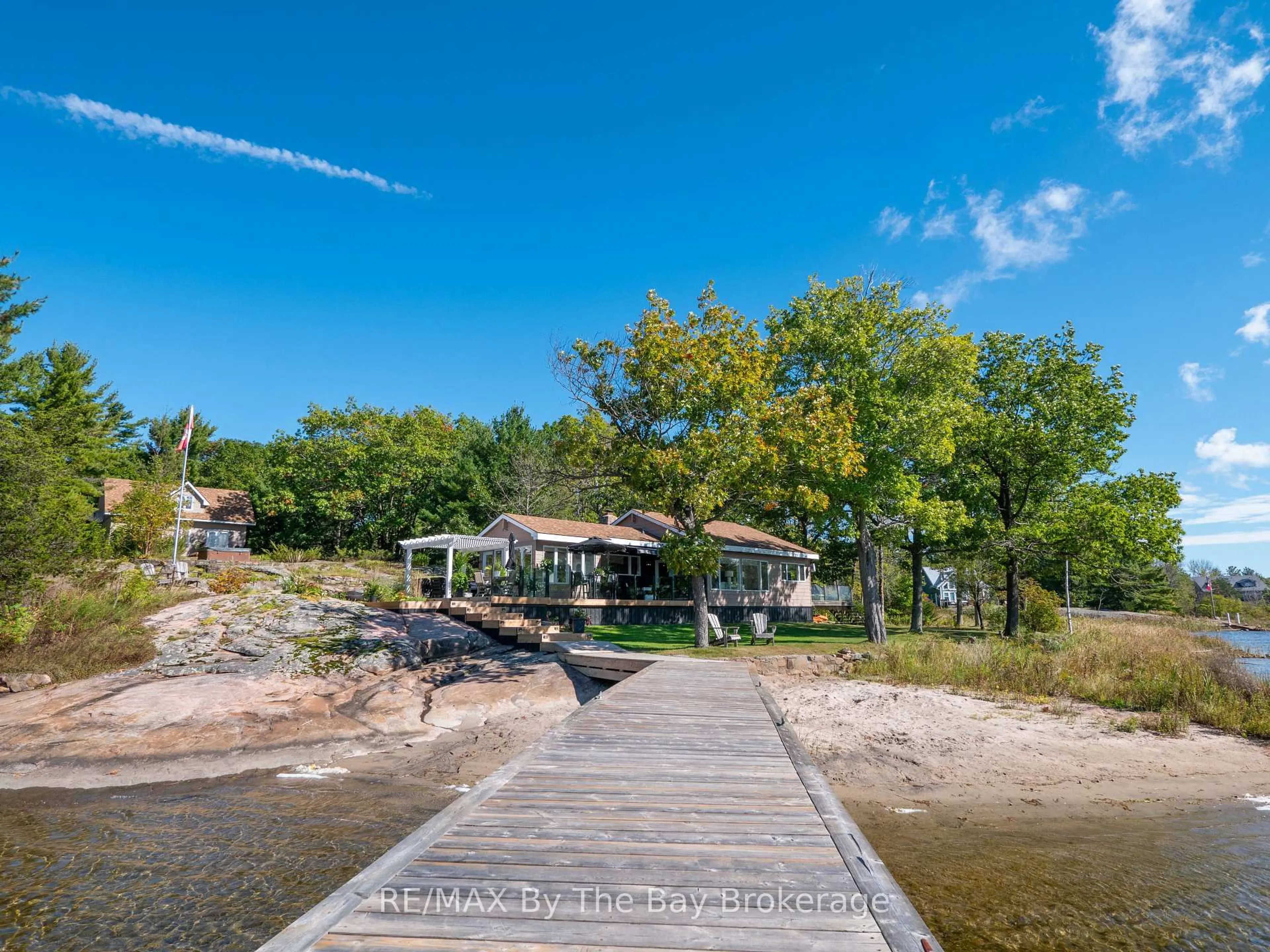 A pic from outside/outdoor area/front of a property/back of a property/a pic from drone, water/lake/river/ocean view for 4476 Island 1040/Little Beausoleil Island, Georgian Bay Ontario P0E 1E0