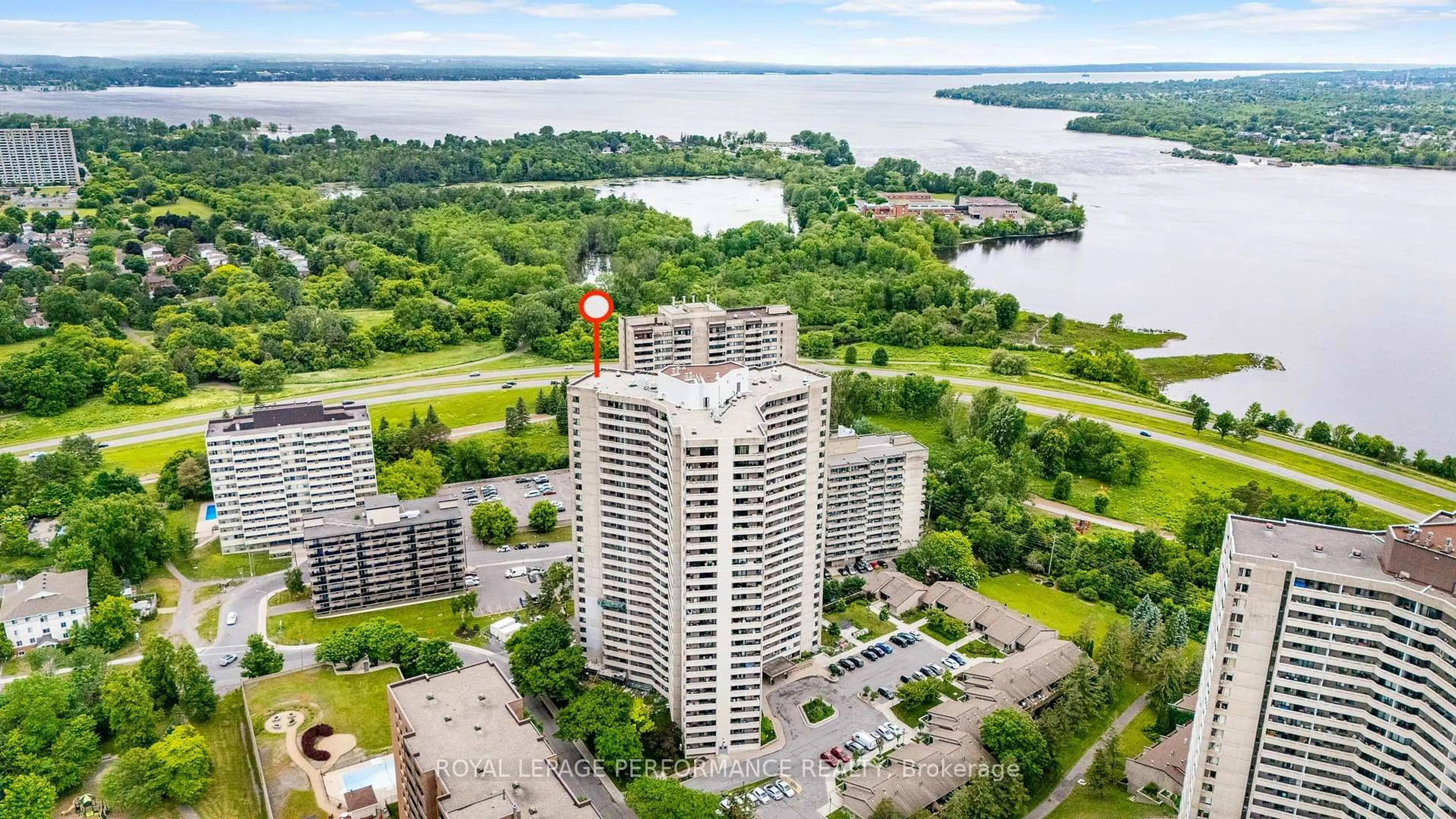 A pic from outside/outdoor area/front of a property/back of a property/a pic from drone, water/lake/river/ocean view for 1171 Ambleside Dr #304, Ottawa Ontario K2B 8E1