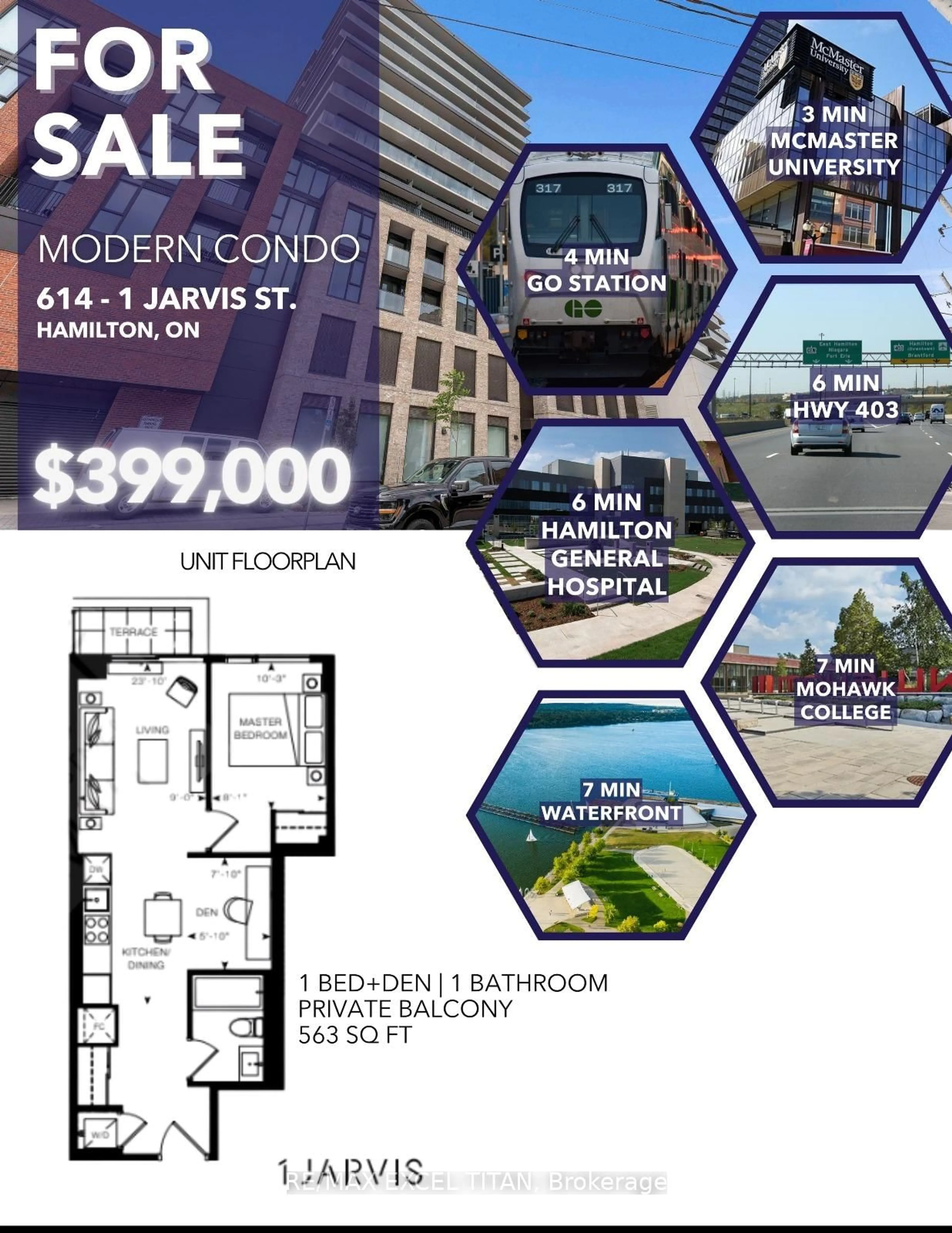 Floor plan for 1 Jarvis St #614, Hamilton Ontario L8R 3J2
