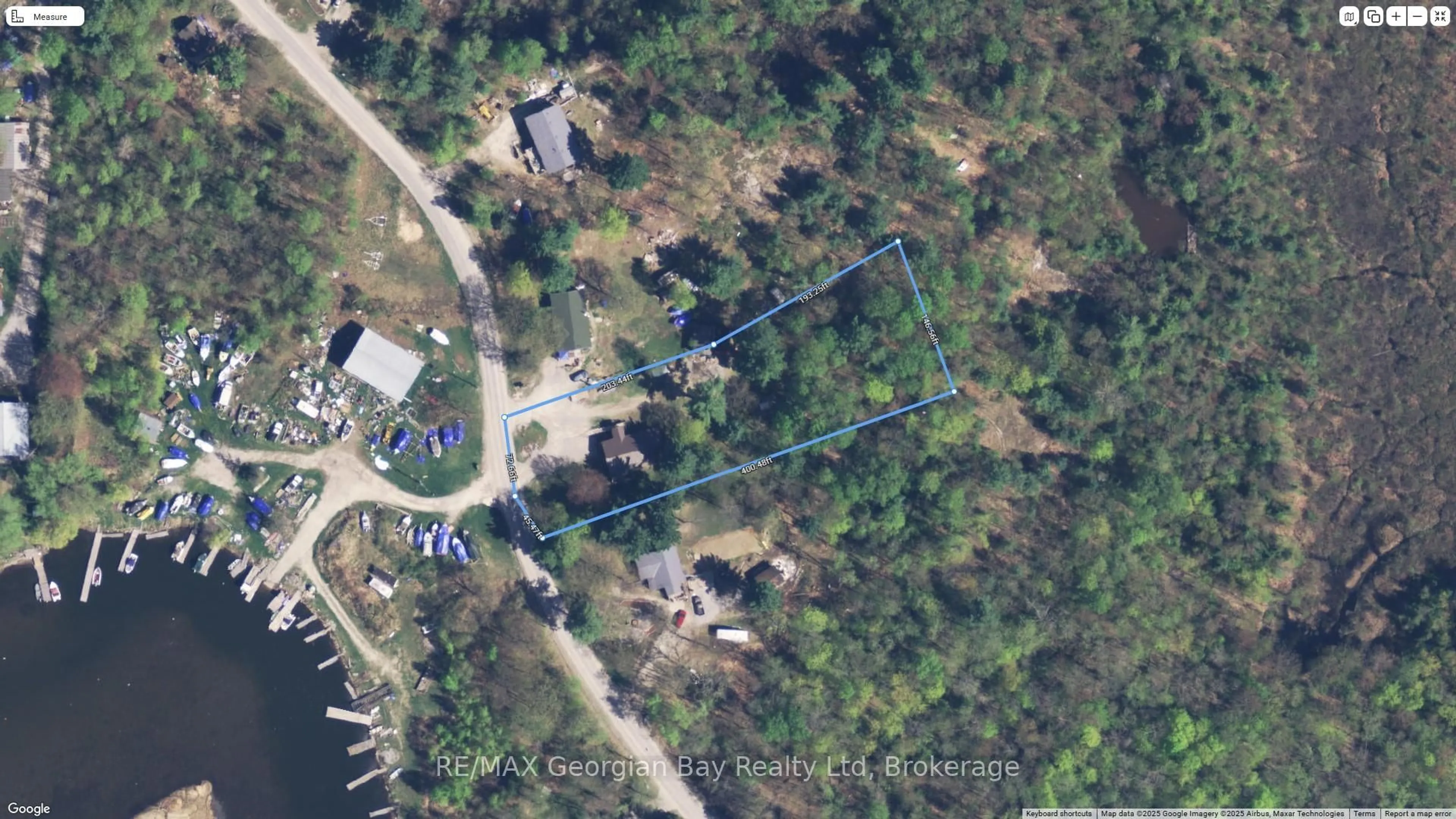 A pic from outside/outdoor area/front of a property/back of a property/a pic from drone, water/lake/river/ocean view for 332 Baxter Loop Rd, Georgian Bay Ontario L0K 1S0