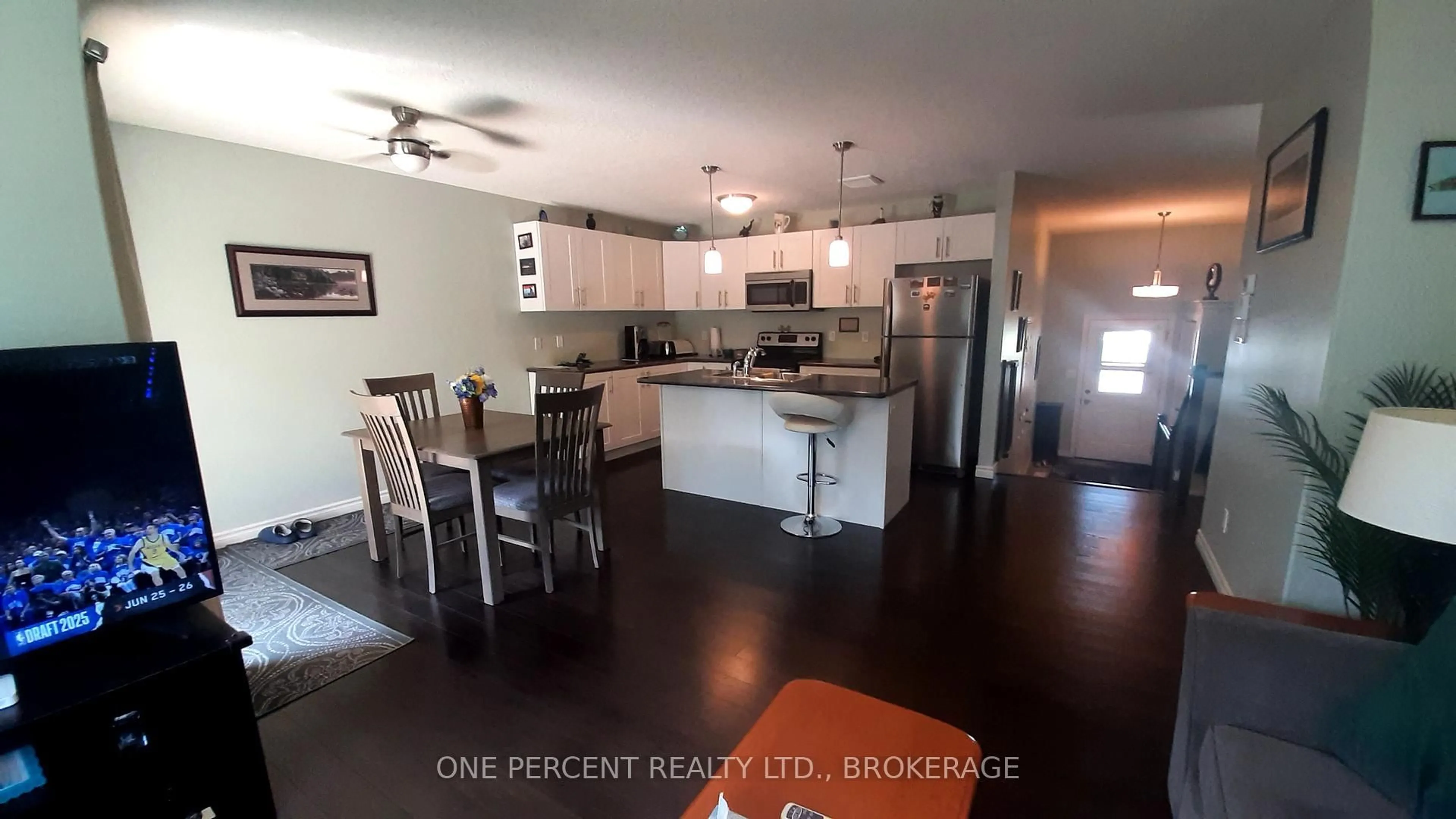 Open concept kitchen, wood/laminate floor for 163 Greenhill Lane, Belleville Ontario K8N 0C7
