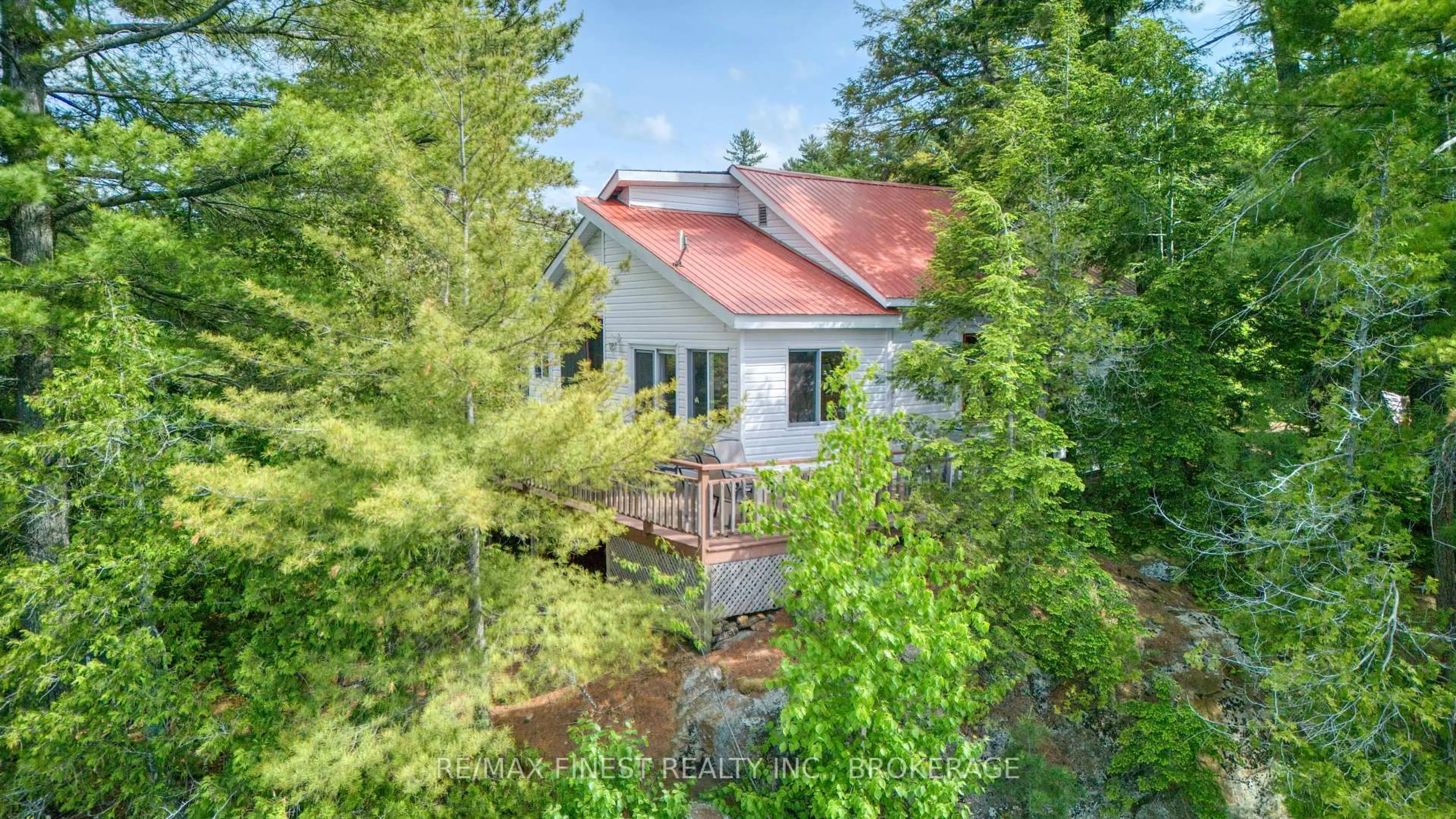 A pic from outside/outdoor area/front of a property/back of a property/a pic from drone, water/lake/river/ocean view for 259 Island 1, Sharbot Lake Ontario K0H 2P0
