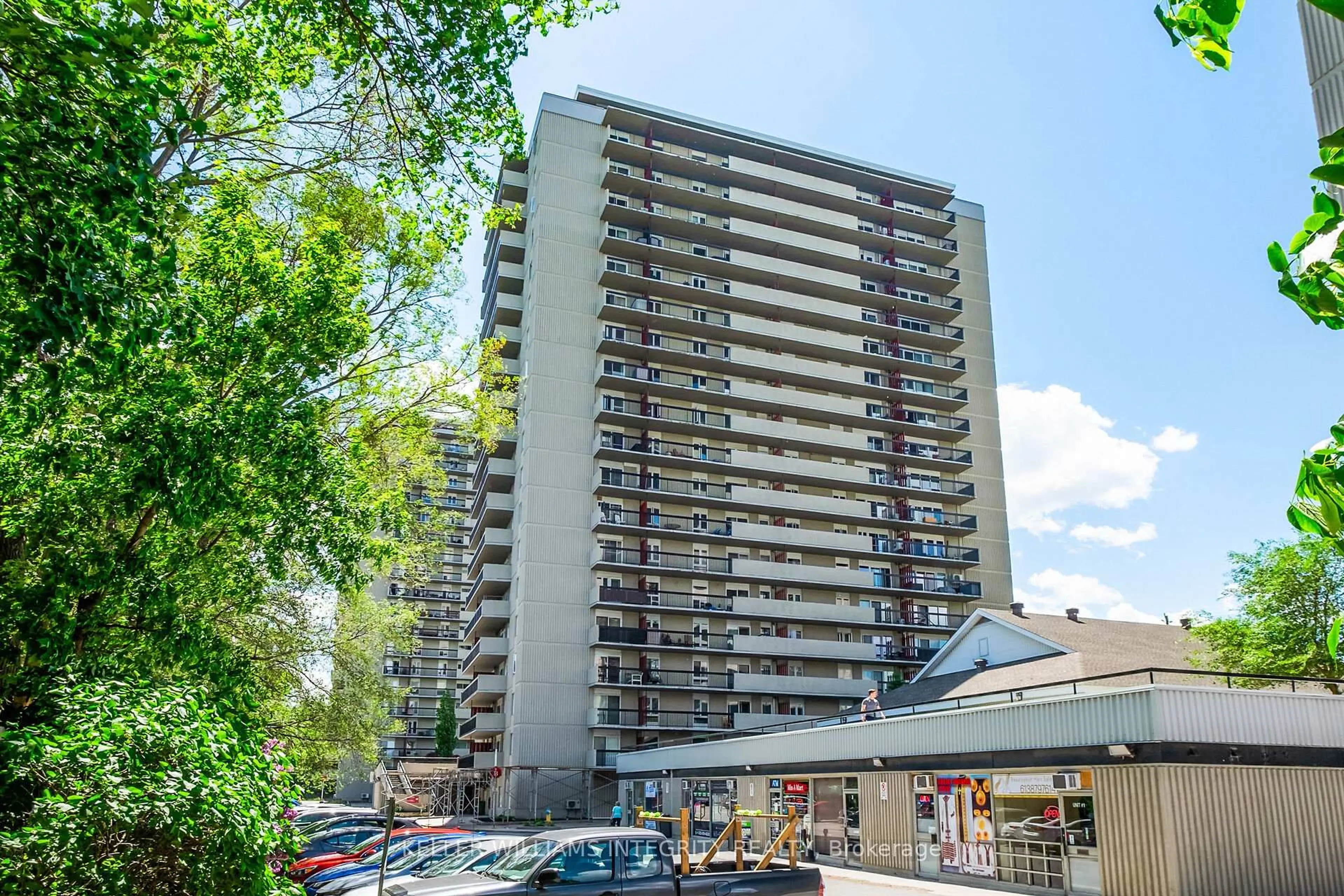 Balcony in the apartment, city buildings view from balcony for 158A Mcarthur Ave #408, Ottawa Ontario K1L 8E7