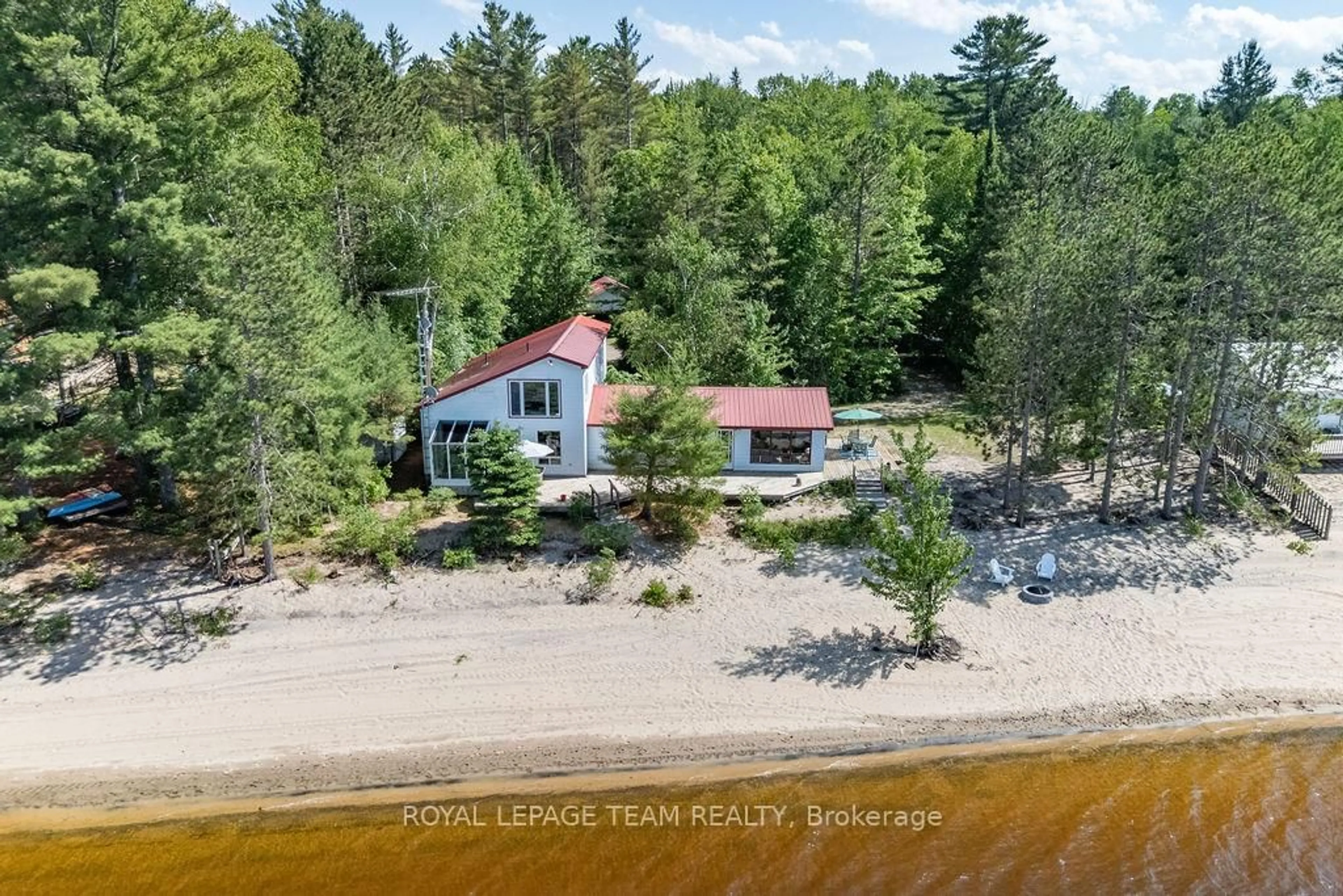 A pic from outside/outdoor area/front of a property/back of a property/a pic from drone, water/lake/river/ocean view for 171 Branch Tr, Westmeath Ontario K0J 2L0
