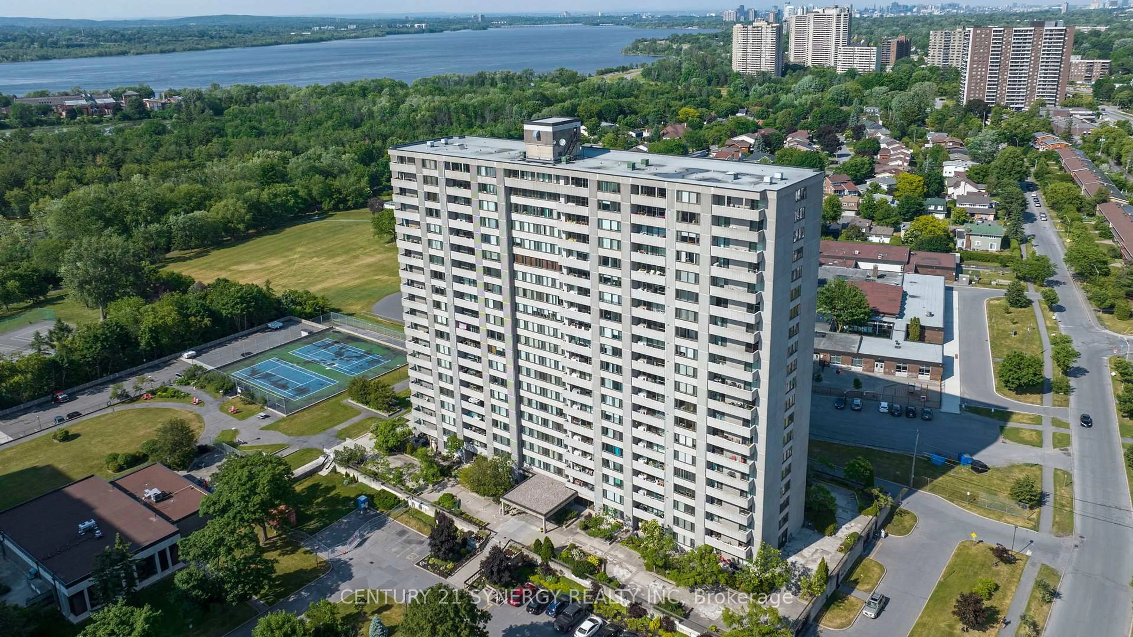 A pic from outside/outdoor area/front of a property/back of a property/a pic from drone, city buildings view from balcony for 2625 Regina St #910, Ottawa Ontario K2B 5W8