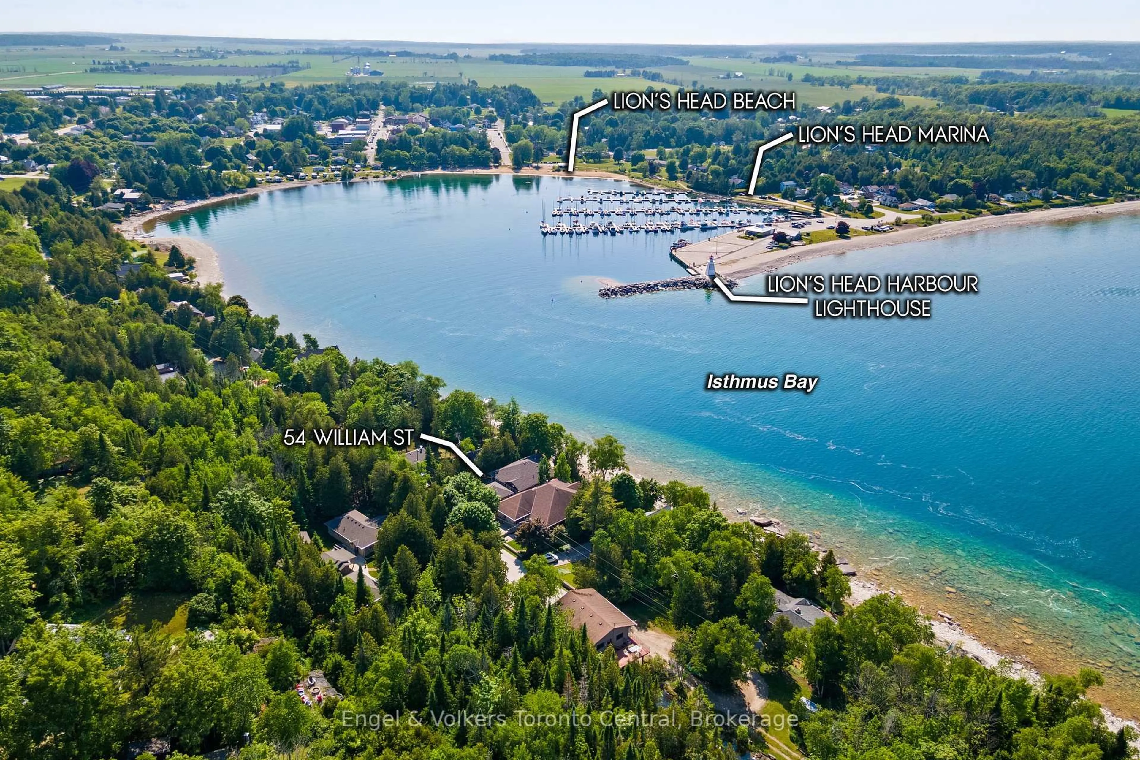 A pic from outside/outdoor area/front of a property/back of a property/a pic from drone, water/lake/river/ocean view for 54 William St, Northern Bruce Peninsula Ontario N0H 1W0