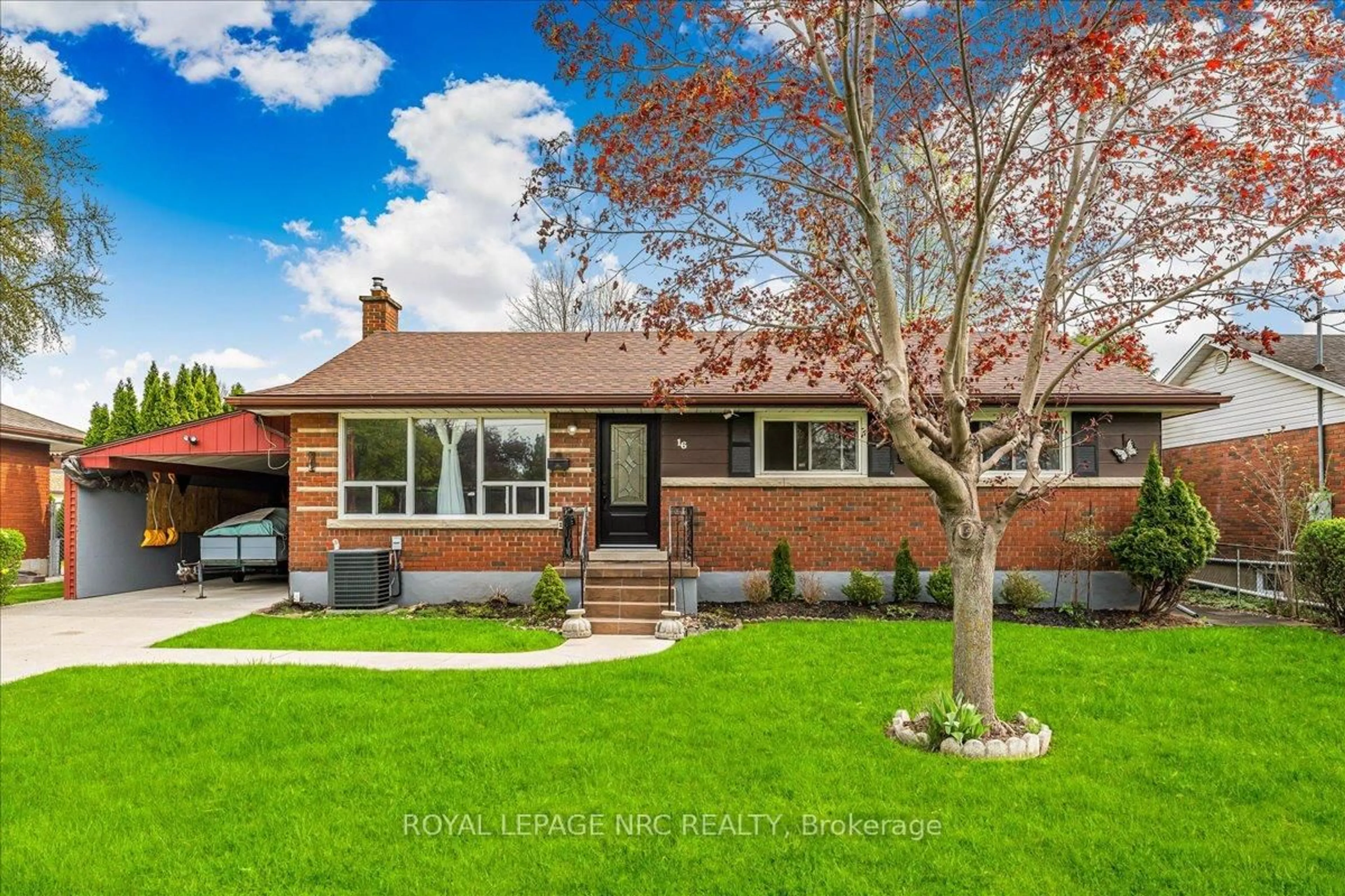 Home with brick exterior material, street for 16 Dunraven Ave, St. Catharines Ontario L2M 6A7